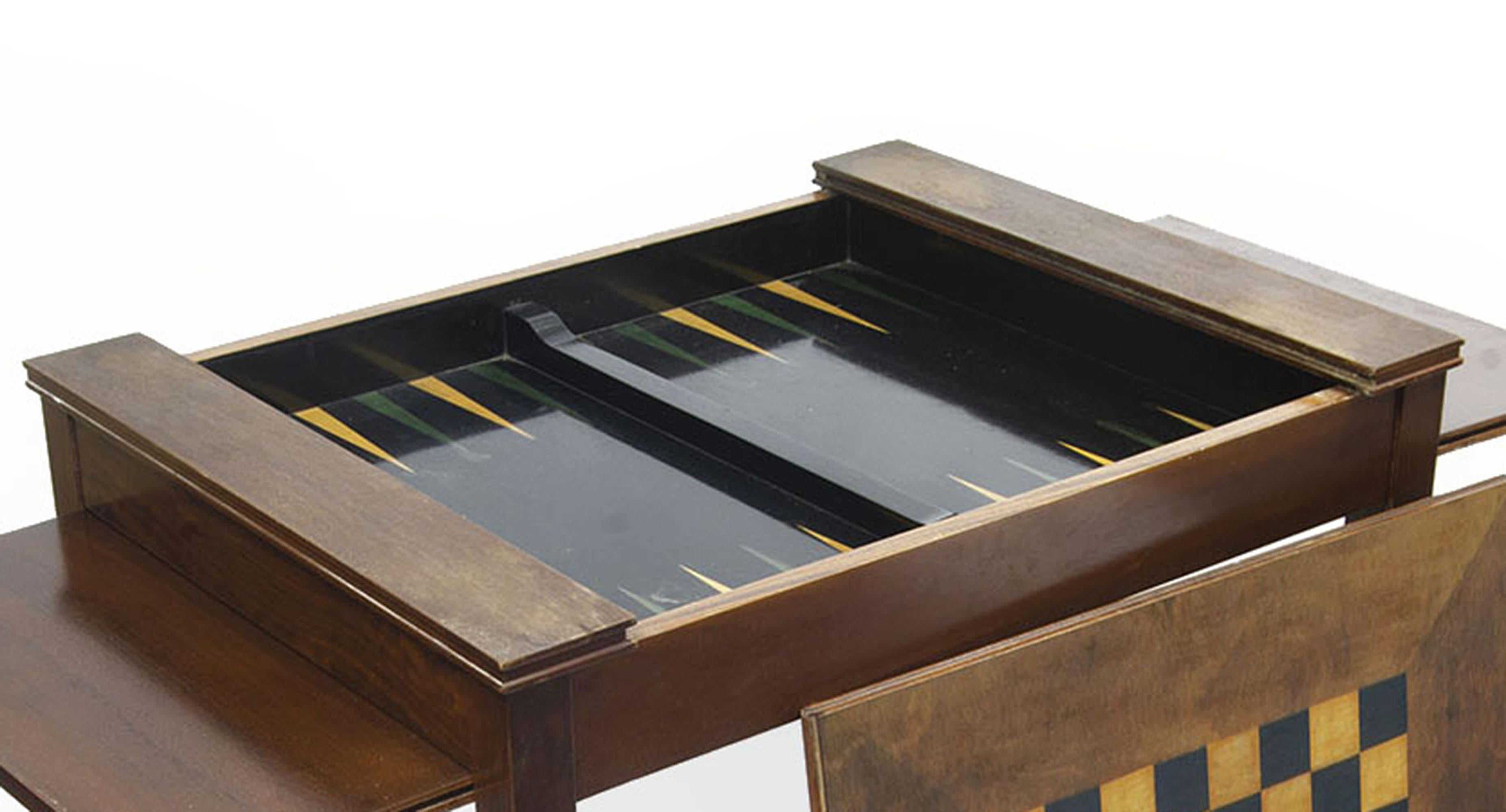 Mid-20th Century Argentine Wooden Desk/Game Table with Chessboard by Comte S.A. For Sale 1