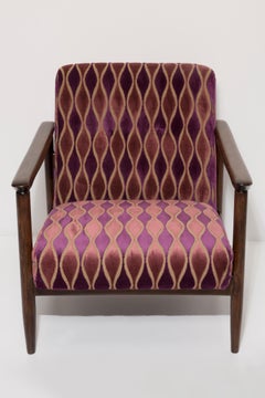 Mid-20th Century Armchair Pink Pattern Velvet, Edmund Homa, Europe, 1960s