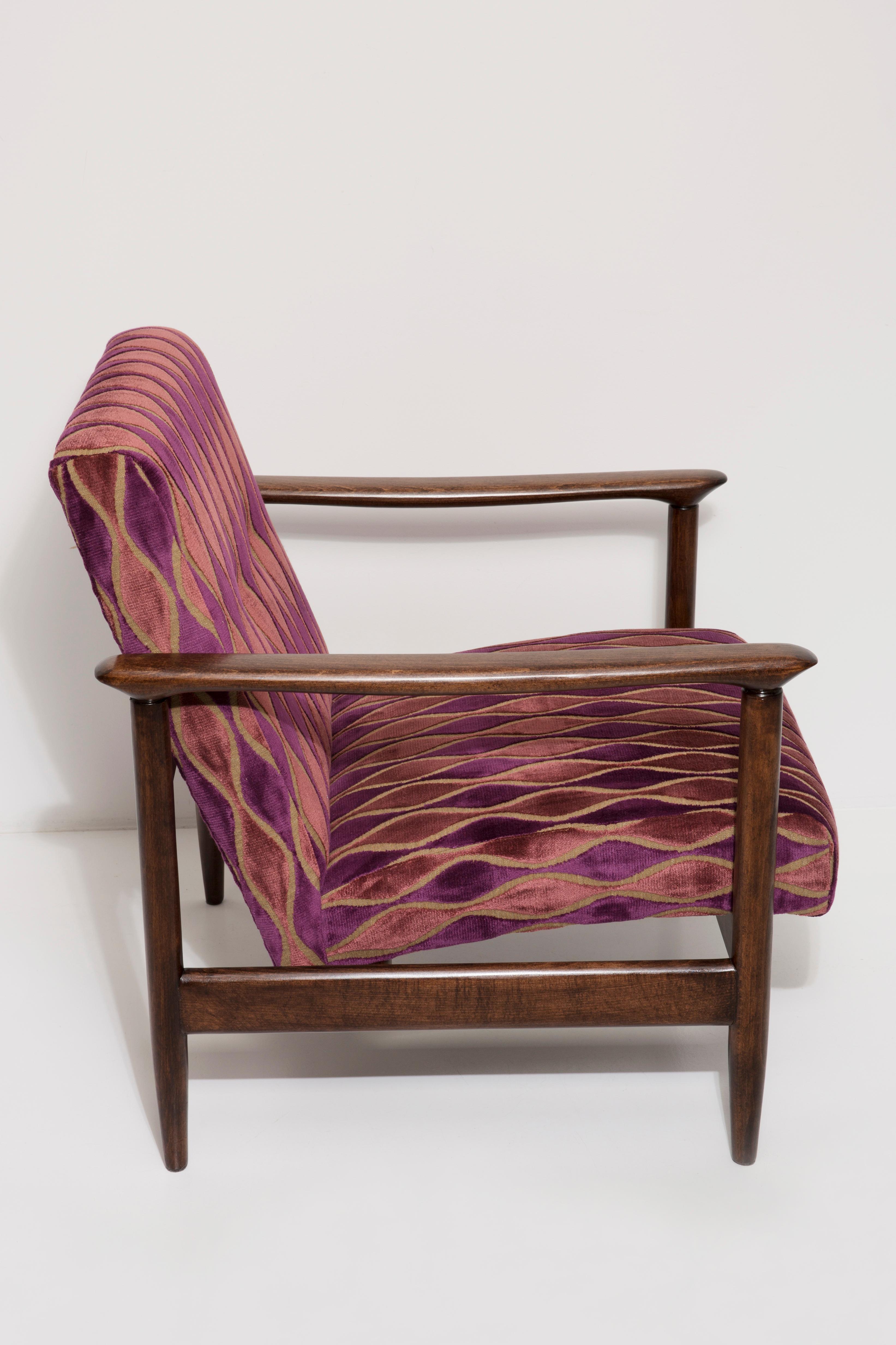 Mid-Century Modern Mid-20th Century Armchair Pink Pattern Velvet, Edmund Homa, Europe, 1960s For Sale