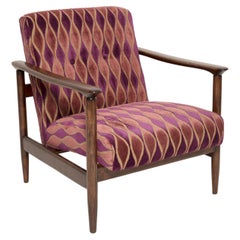 Retro Mid-20th Century Armchair Pink Pattern Velvet, Edmund Homa, Europe, 1960s