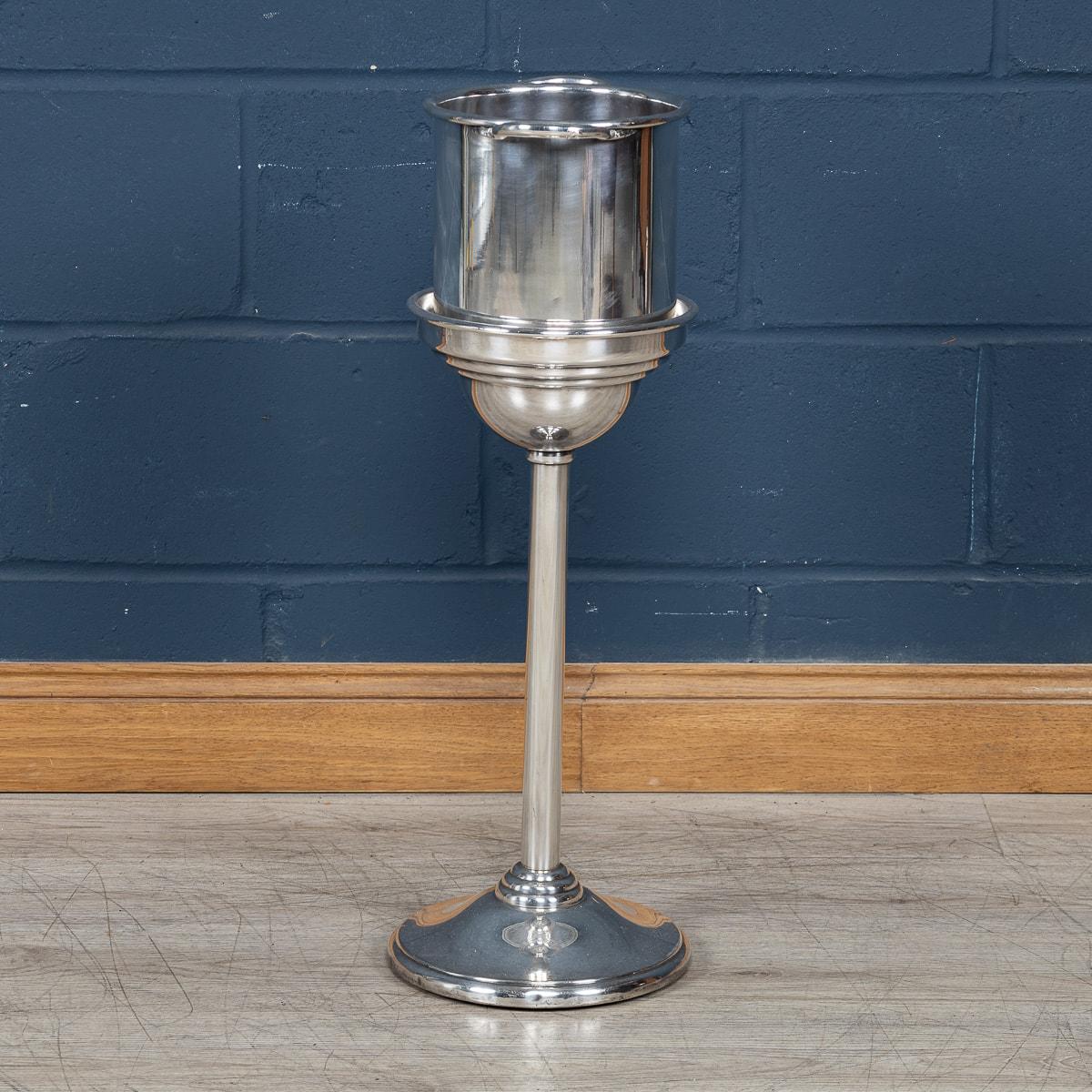 Mid-20th Century Mid 20th Century Art Deco Champagne Bucket On Stand, Made In USA c.1960 For Sale