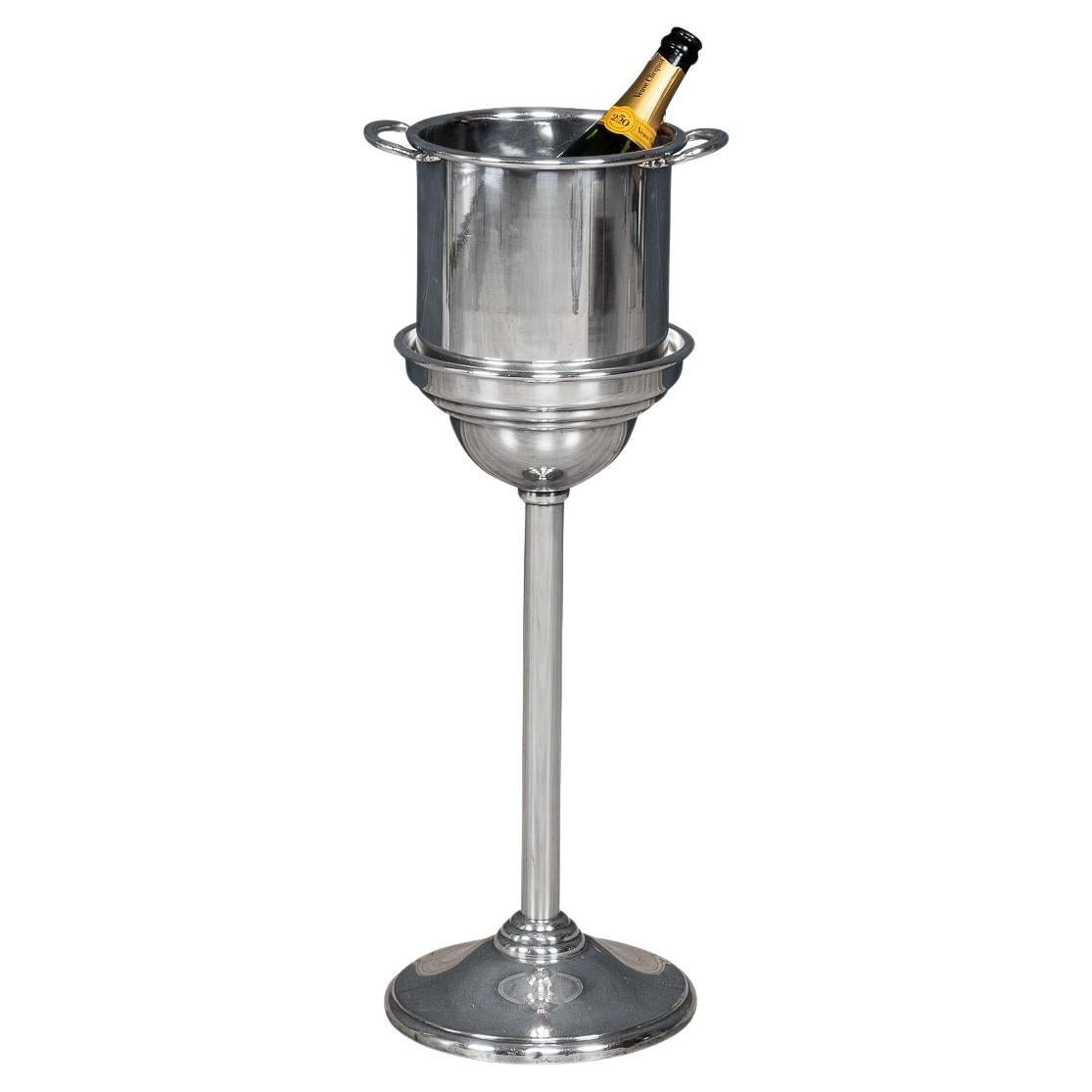 Mid 20th Century Art Deco Champagne Bucket On Stand, Made In USA c.1960 For Sale