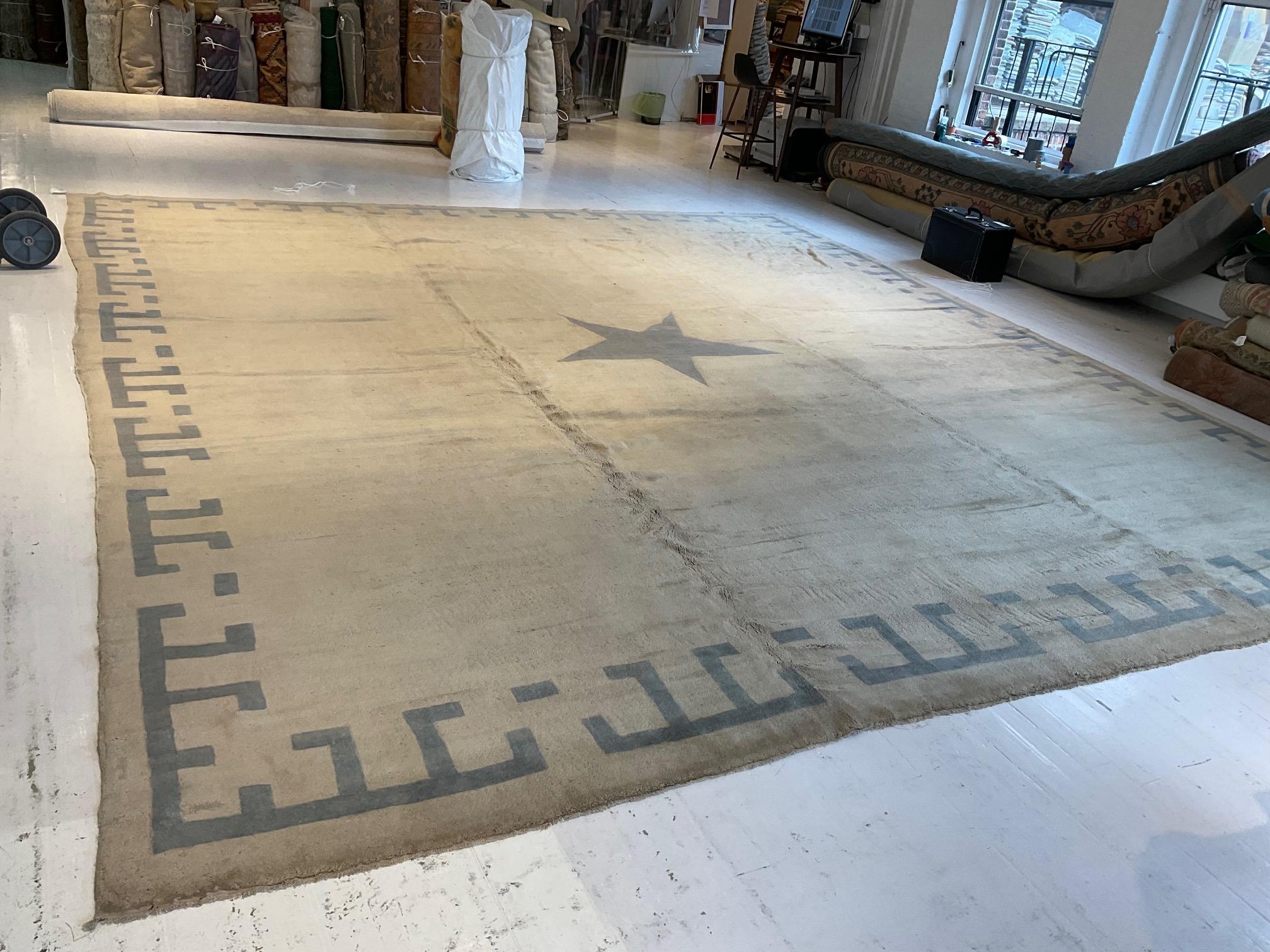 Mid-Century Modern Midcentury Art Deco Chinese Handwoven Wool Rug For Sale