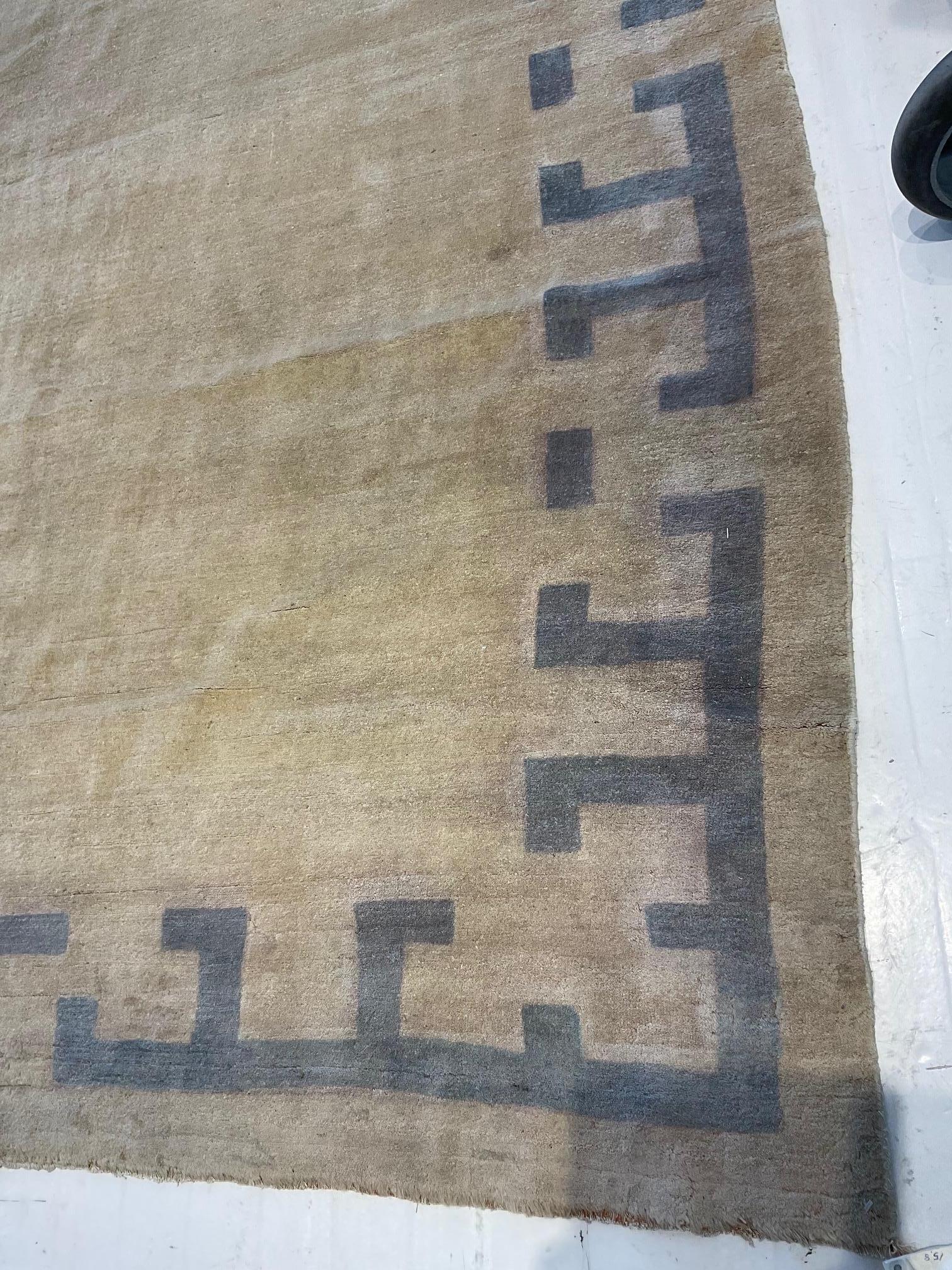 Hand-Woven Midcentury Art Deco Chinese Handwoven Wool Rug For Sale