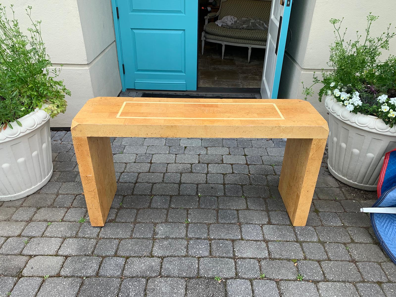 Mid-20th Century Art Deco Cork Console with Bone Inlay Top, Style of Paul Frankl For Sale 7