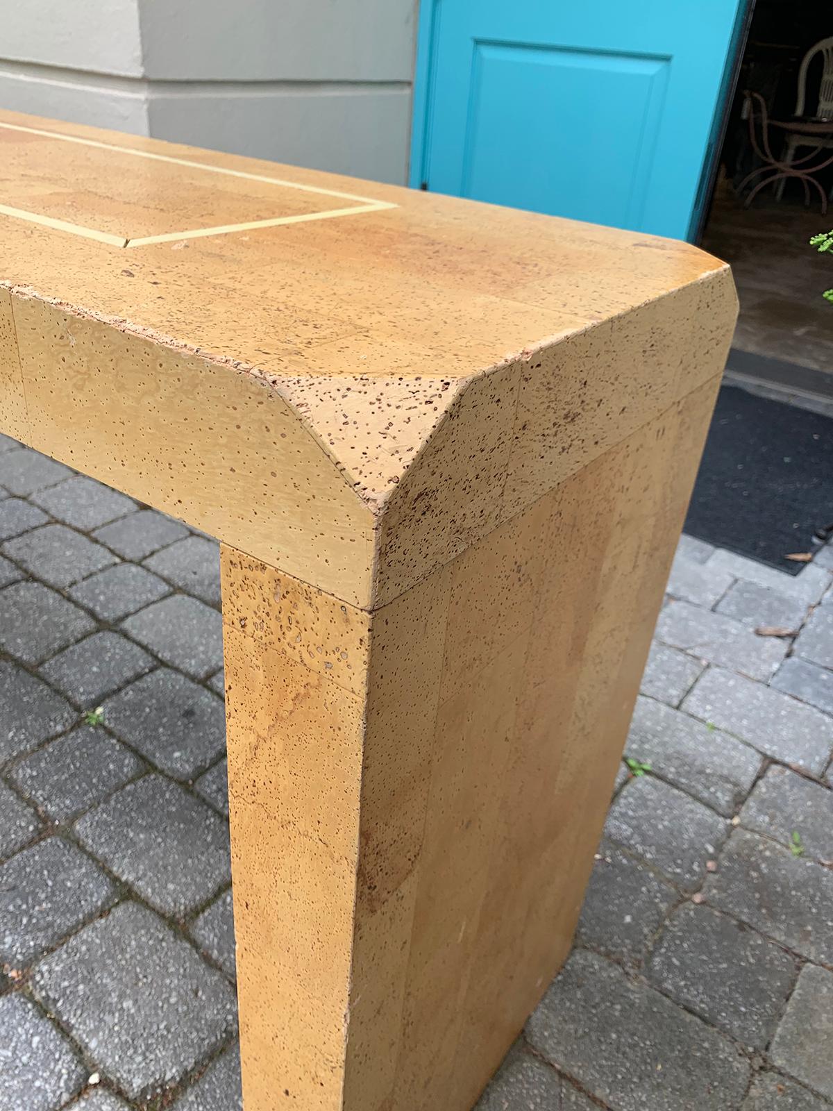 Mid-20th Century Art Deco Cork Console with Bone Inlay Top, Style of Paul Frankl For Sale 4