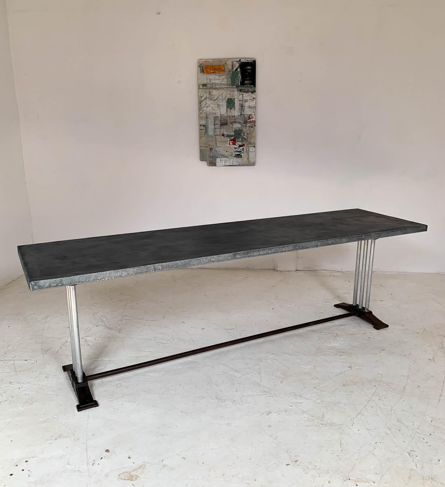 Mid-20th Century Art Deco French Restaurant Zinc Dining Table 8