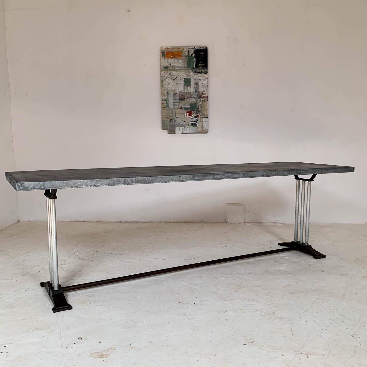 Mid-20th Century Art Deco French Restaurant Zinc Dining Table 9