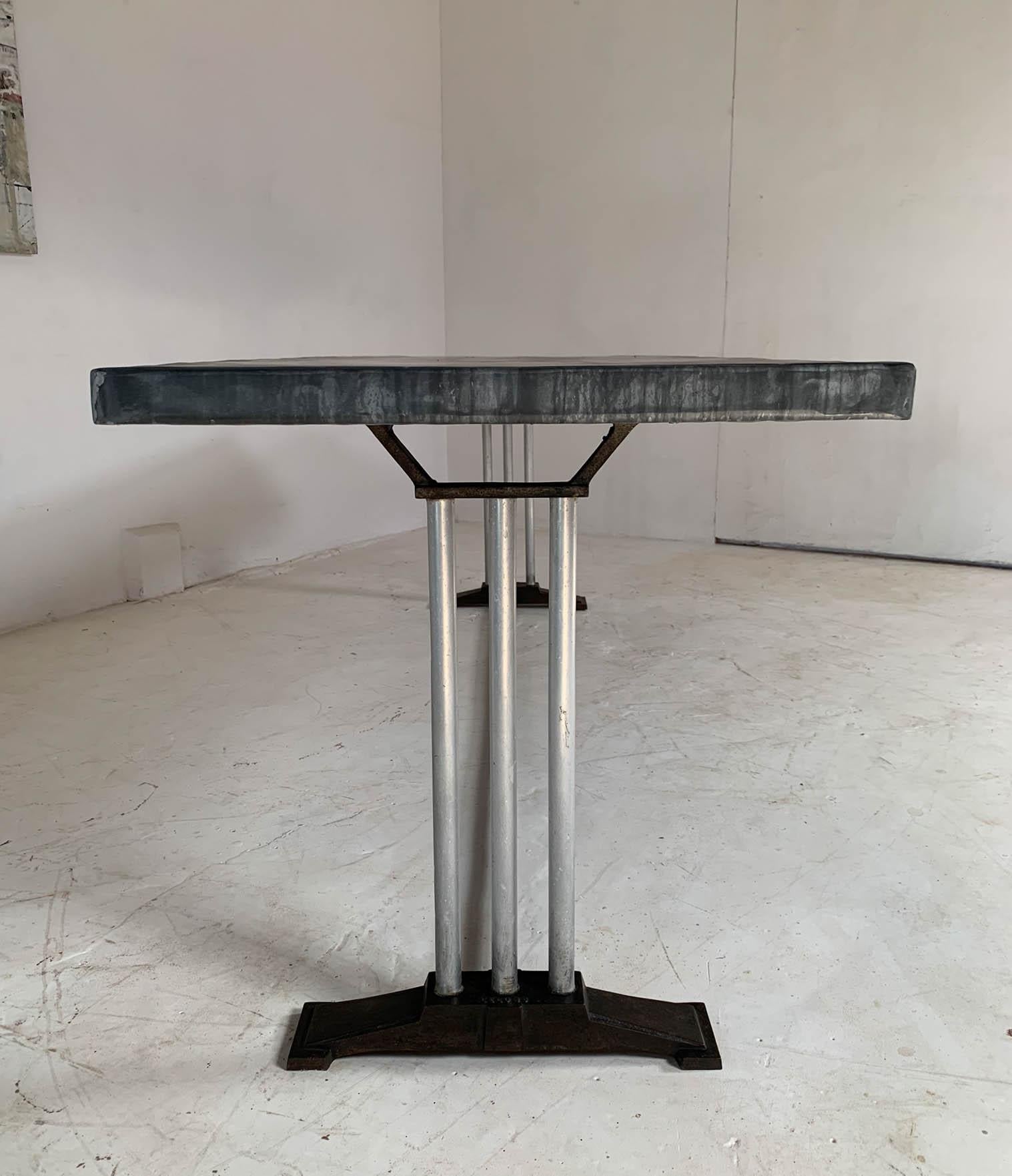 Mid-20th Century Art Deco French Restaurant Zinc Dining Table 10