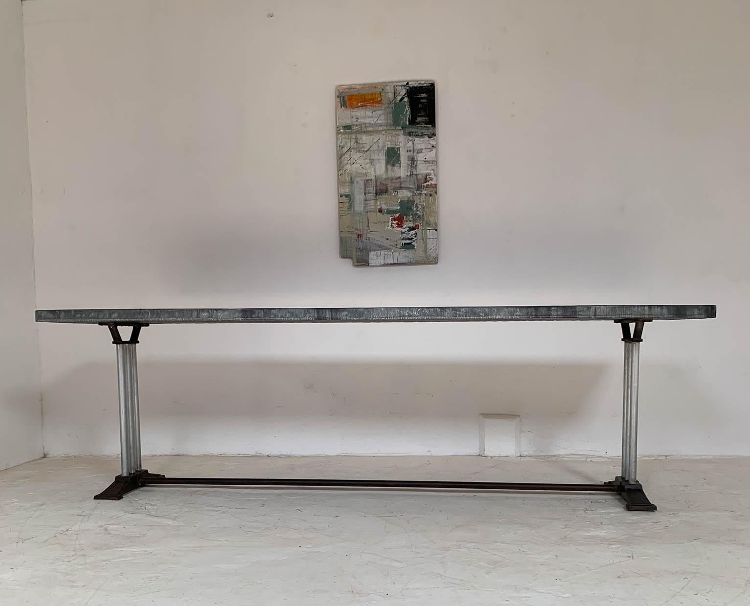 Mid-20th Century Art Deco French Restaurant Zinc Dining Table 15