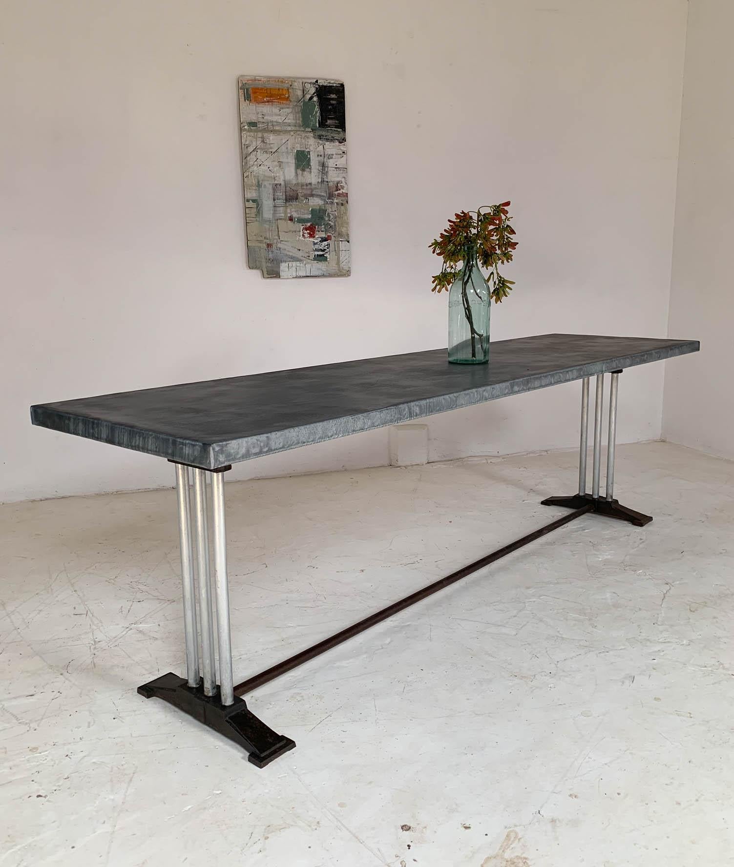 Mid-20th Century Art Deco French Restaurant Zinc Dining Table 3