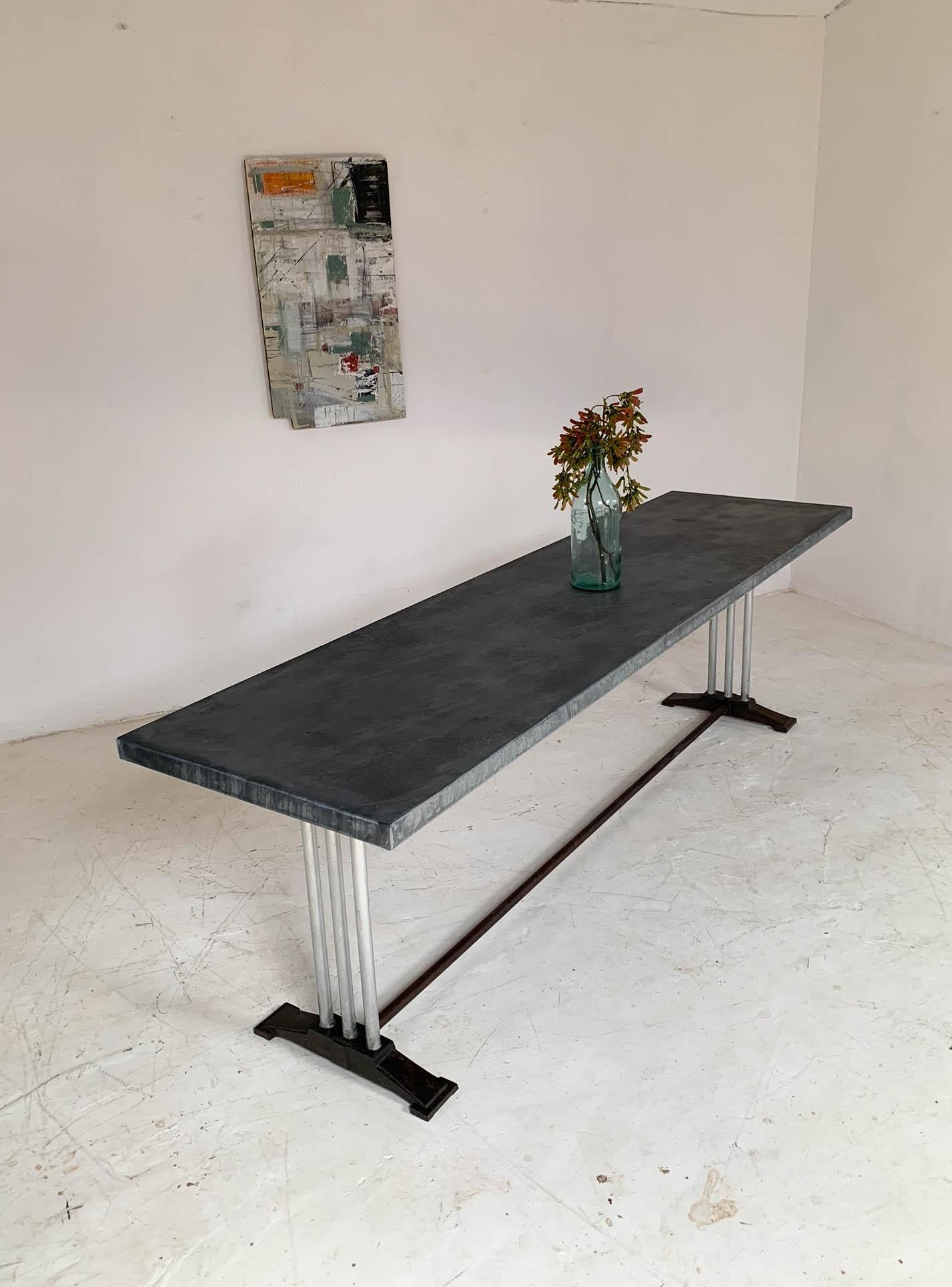 Mid-20th Century Art Deco French Restaurant Zinc Dining Table 4