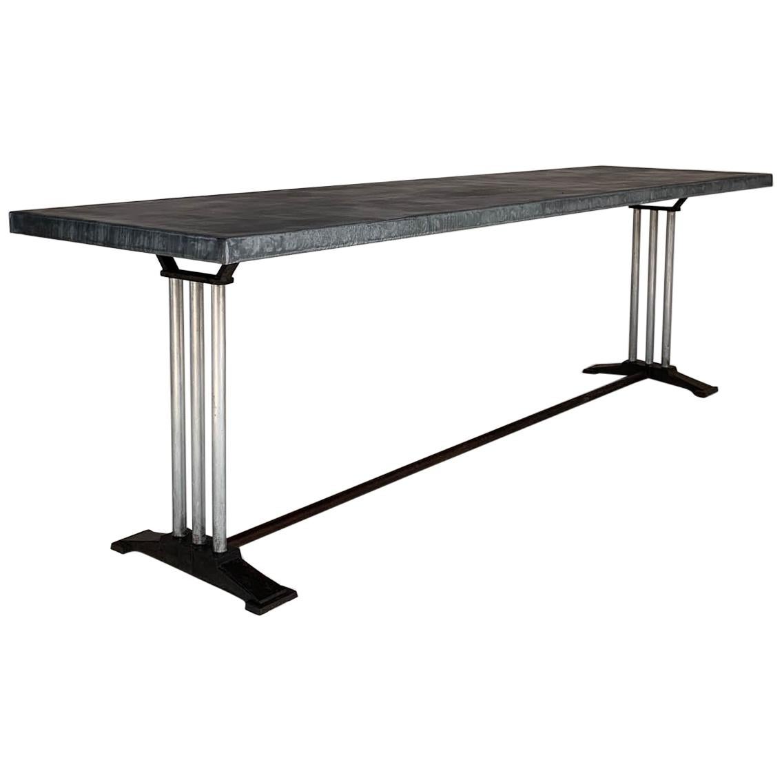 Mid-20th Century Art Deco French Restaurant Zinc Dining Table