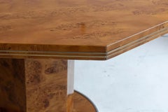 Mid 20th Century Art Deco Italian Octagonal Burl Walnut Center Table
