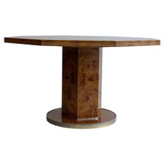Mid 20th Century Art Deco Italian Octagonal Burl Walnut Center Table