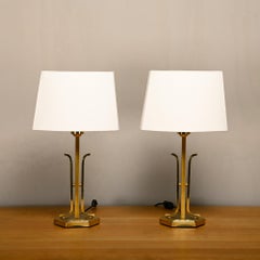 Lampade da tavolo in ottone in stile Art Déco della metà del XX secolo, prodotte da Aneta, Svezia