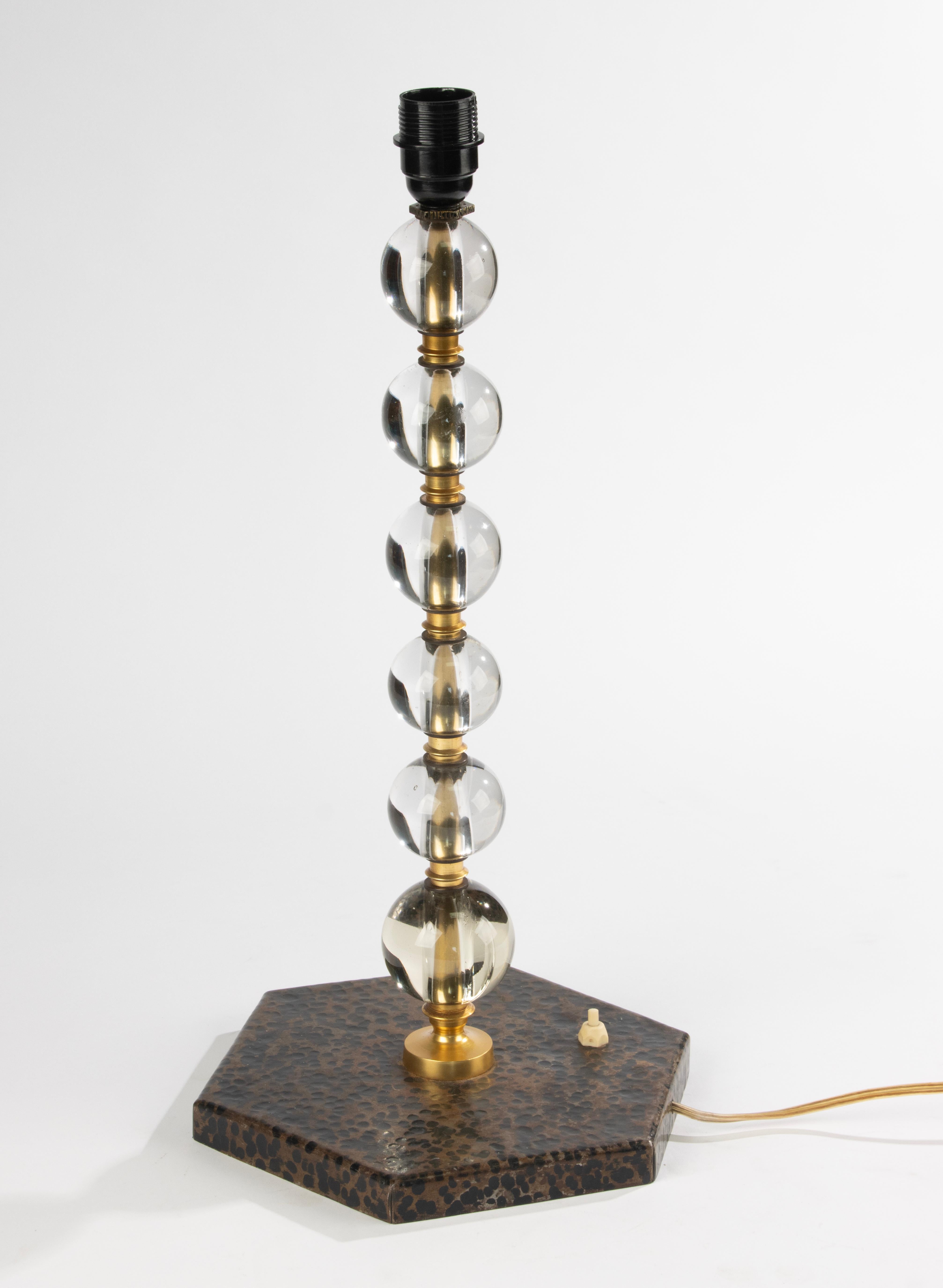 Lampe de table Art Déco du milieu du 20ème siècle - Balls en verre Base en métal en vente 6