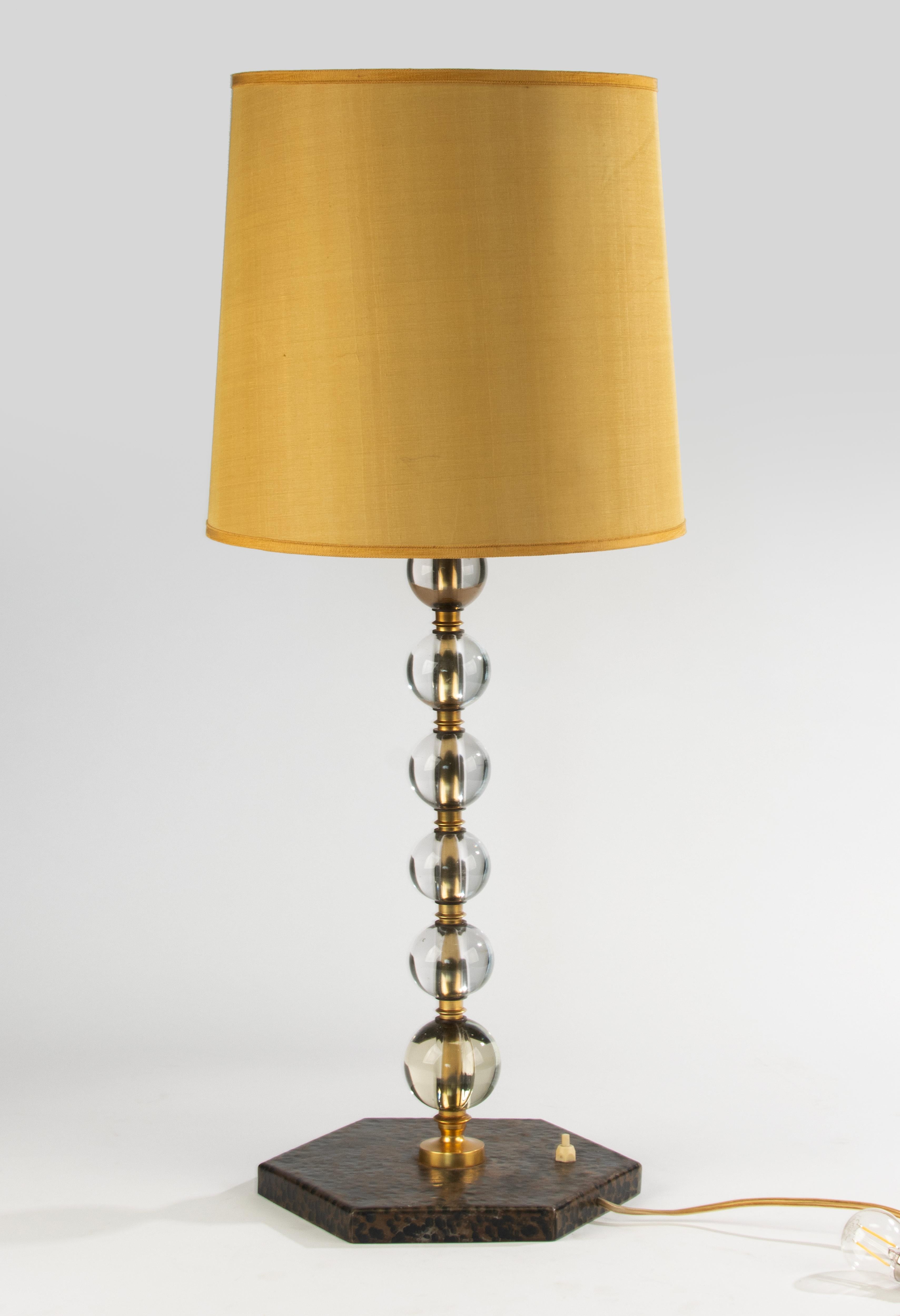 Lampe de table Art Déco du milieu du 20ème siècle - Balls en verre Base en métal en vente 9