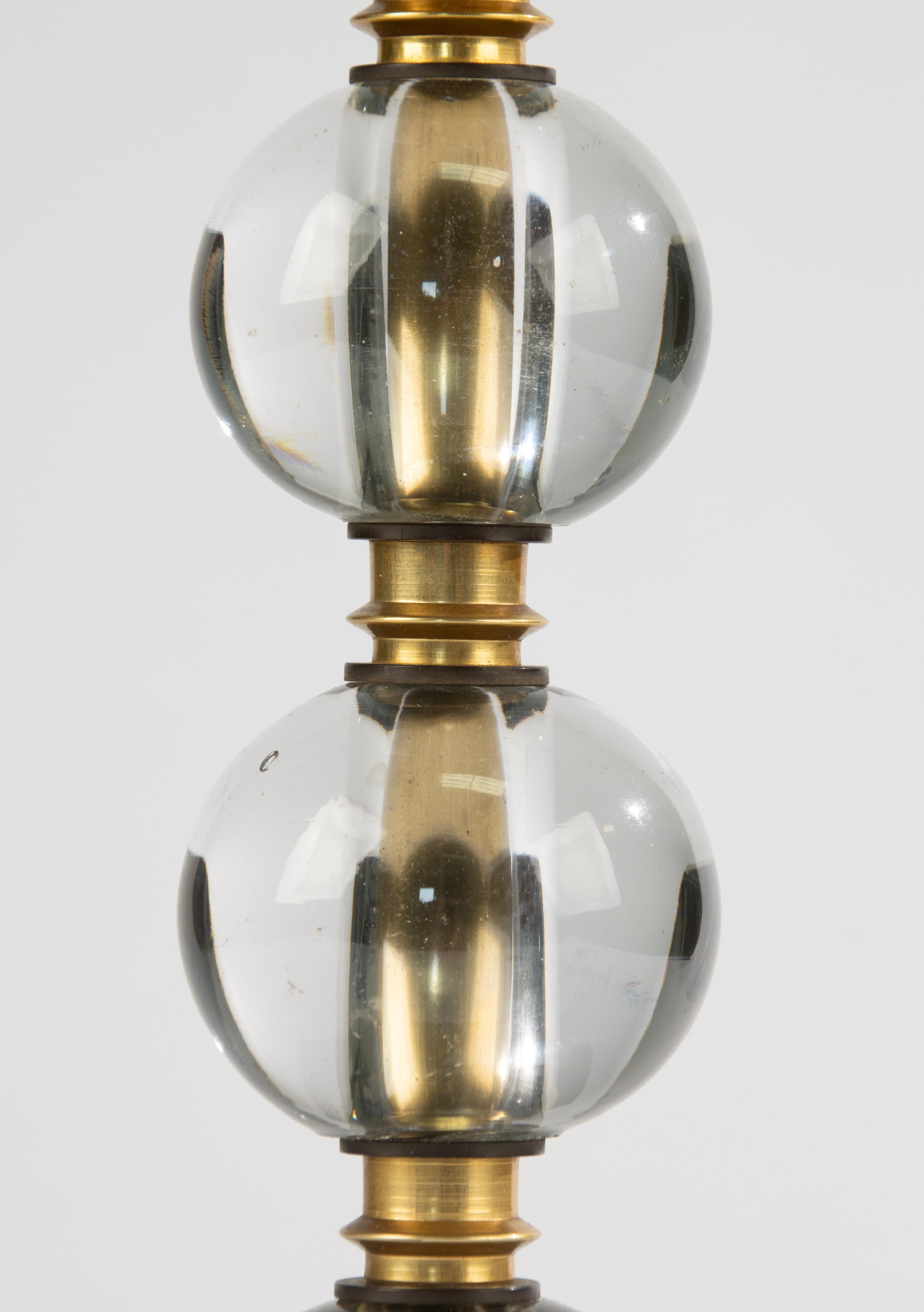 Métal Lampe de table Art Déco du milieu du 20ème siècle - Balls en verre Base en métal en vente