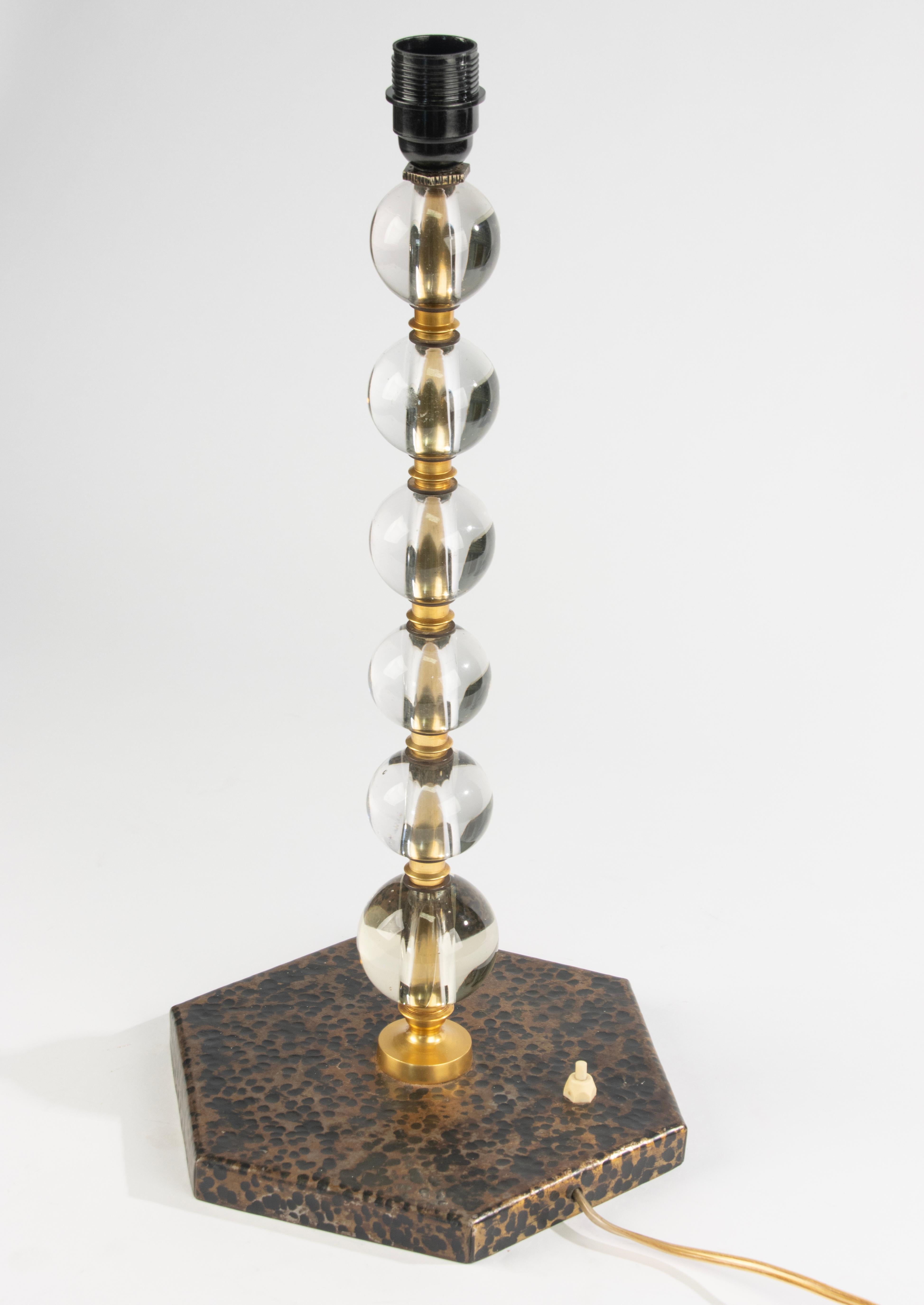 Lampe de table Art Déco du milieu du 20ème siècle - Balls en verre Base en métal en vente 2