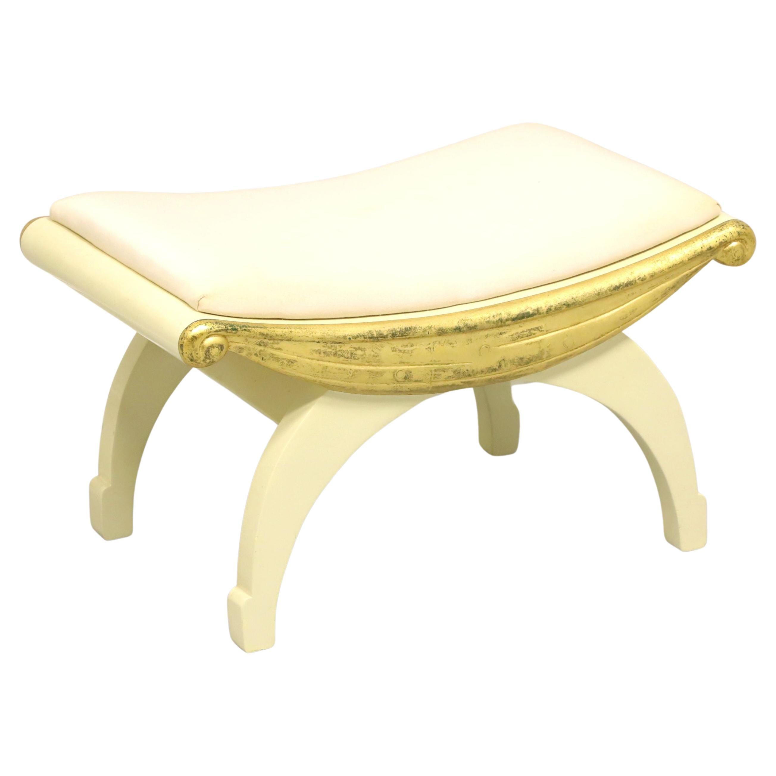 Art Deco White Leather Upholstered Vanity Stool at 1stDibs white