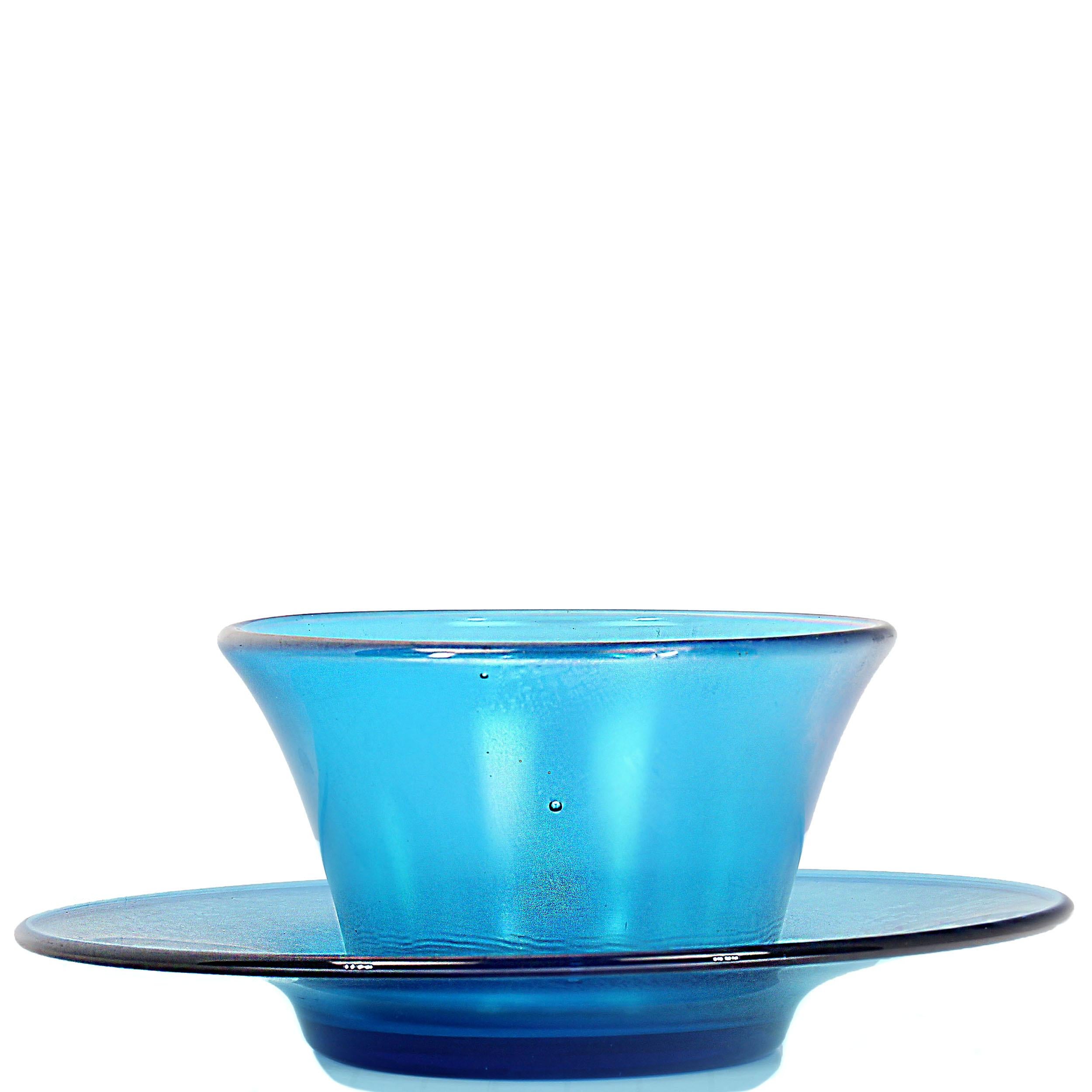 Kunstglas- Fingerschale und Unterteller aus der Mitte des 20. Jahrhunderts im Angebot 5