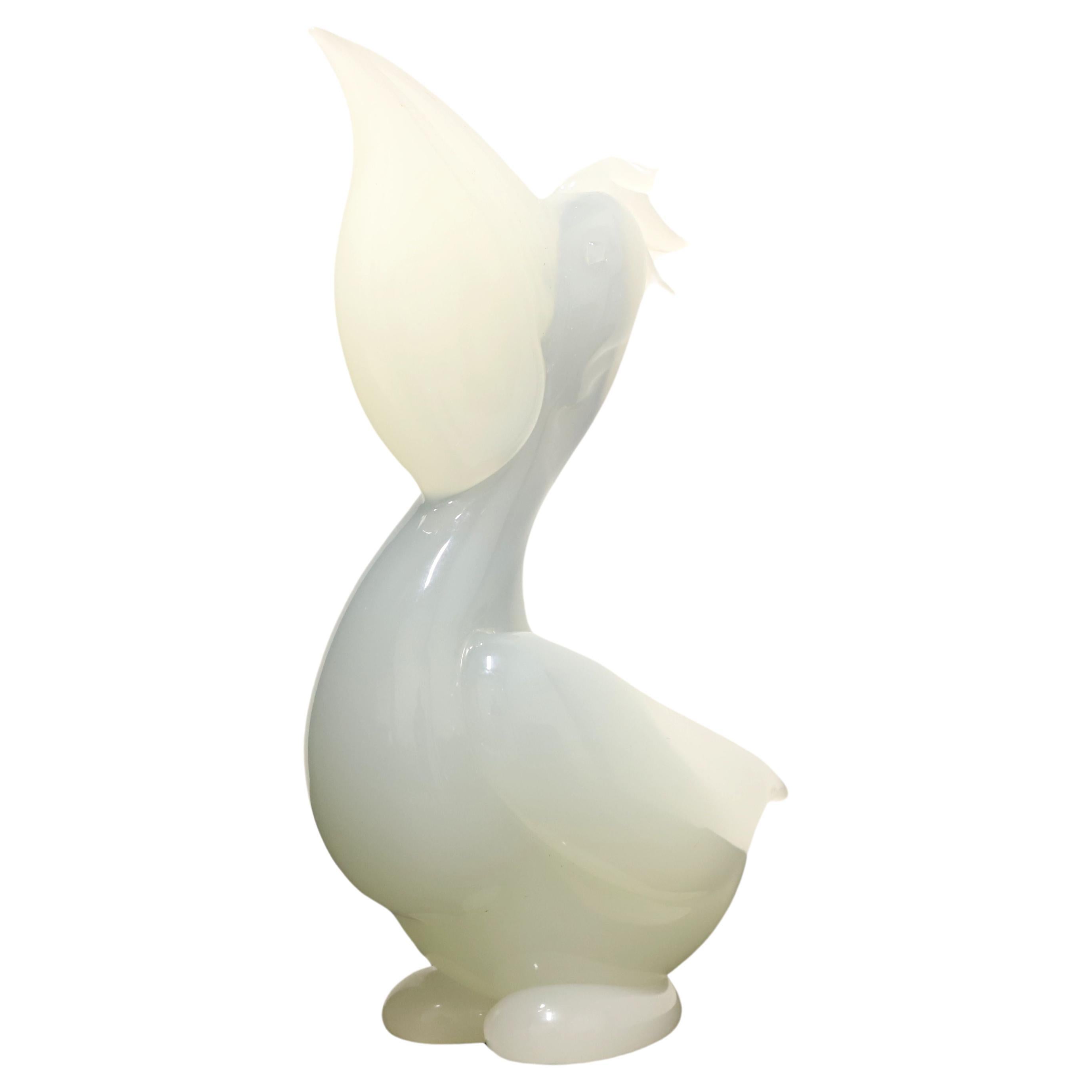 Late 20th Century Murano Art Glass Pelican Sculpture, Attrib to Gambaro & Poggi For Sale