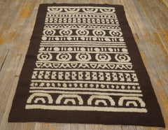 Cute Chocolate Brown Background with Geometric Desing Vintage Art Moderne Rug