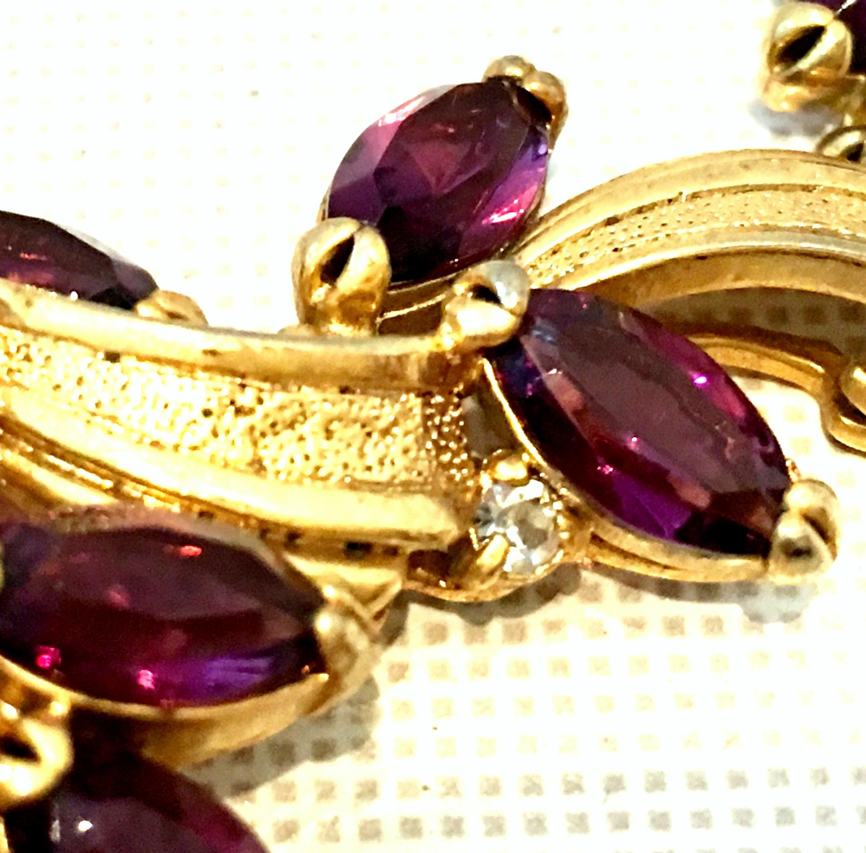 Mid-20th Century Art Nouveau Gold & Austrian Crystal Choker Link Necklace For Sale 6