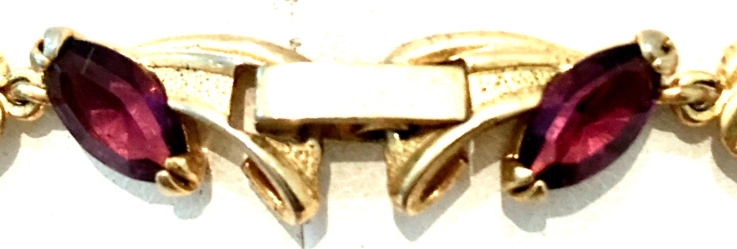 Mid-20th Century Art Nouveau Gold & Austrian Crystal Choker Link Necklace For Sale 7