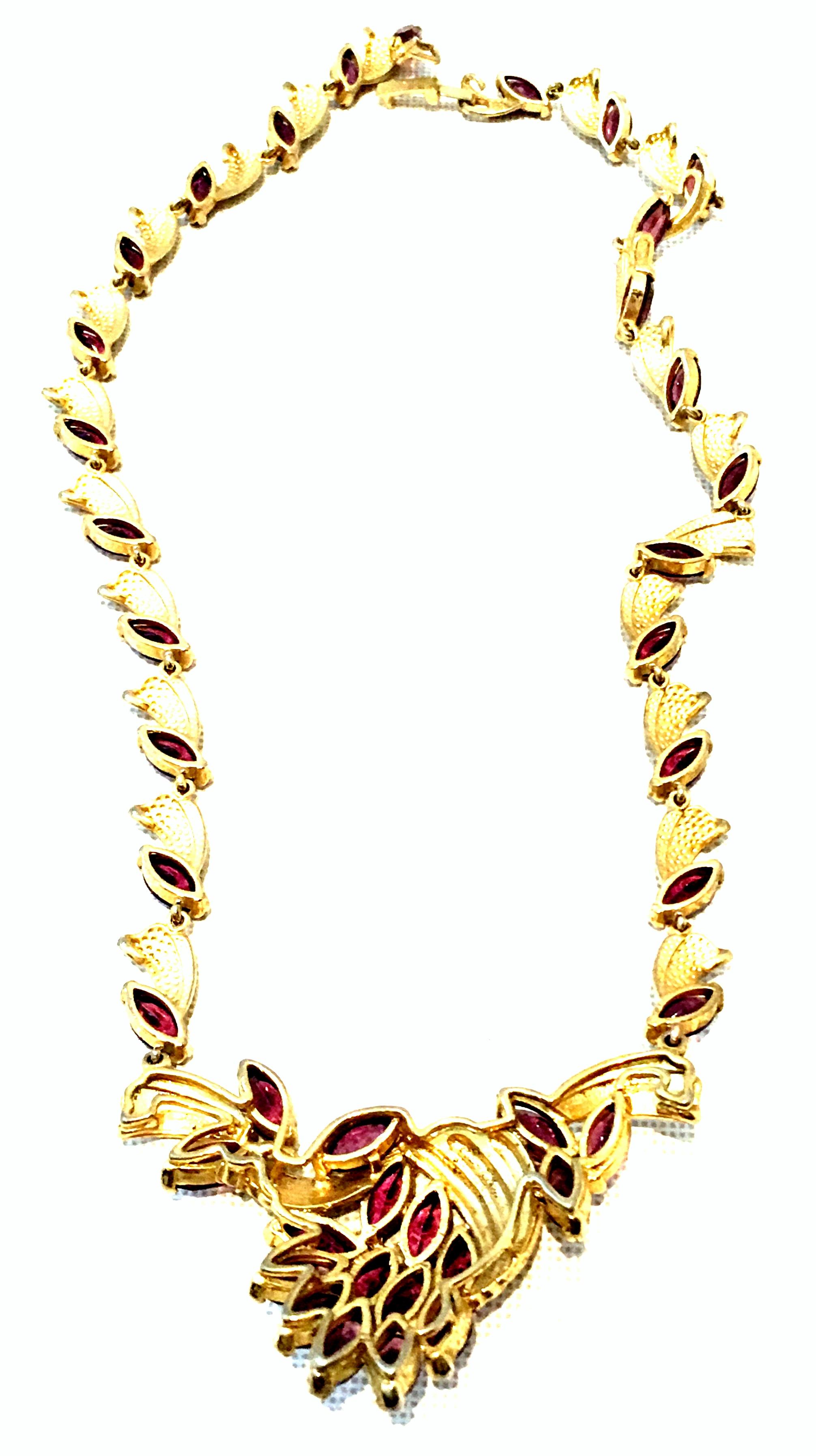Mid-20th Century Art Nouveau Gold & Austrian Crystal Choker Link Necklace For Sale 9