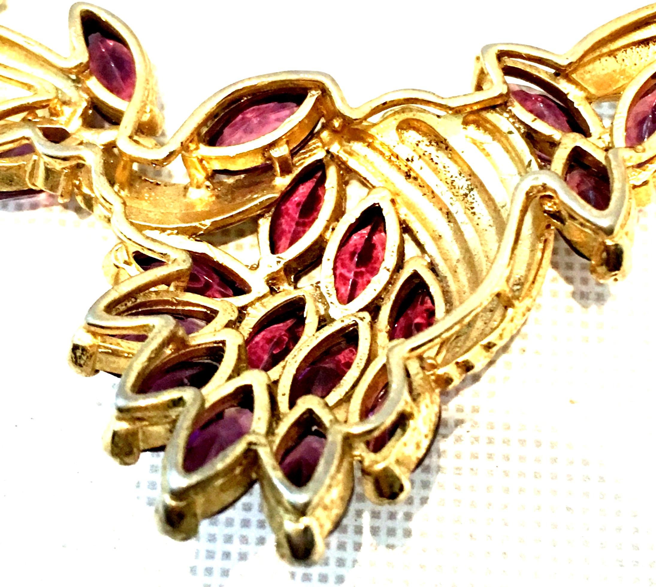 Mid-20th Century Art Nouveau Gold & Austrian Crystal Choker Link Necklace For Sale 10