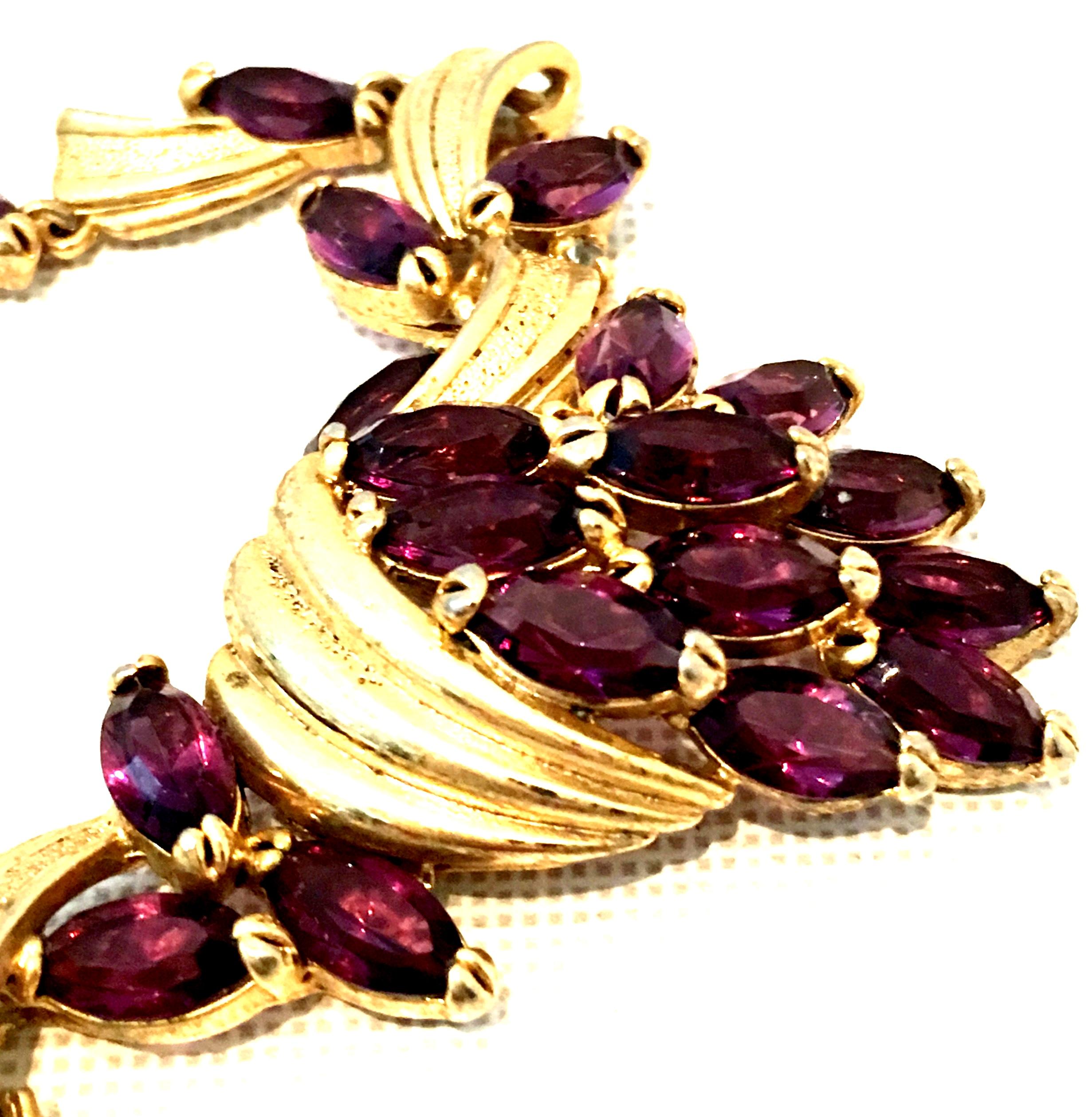 Mid-20th Century Art Nouveau Gold & Austrian Crystal Choker Link Necklace For Sale 1