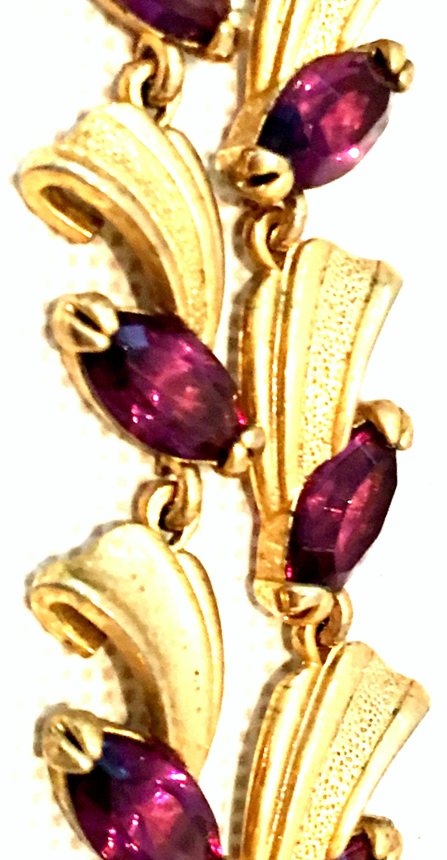 Mid-20th Century Art Nouveau Gold & Austrian Crystal Choker Link Necklace 5