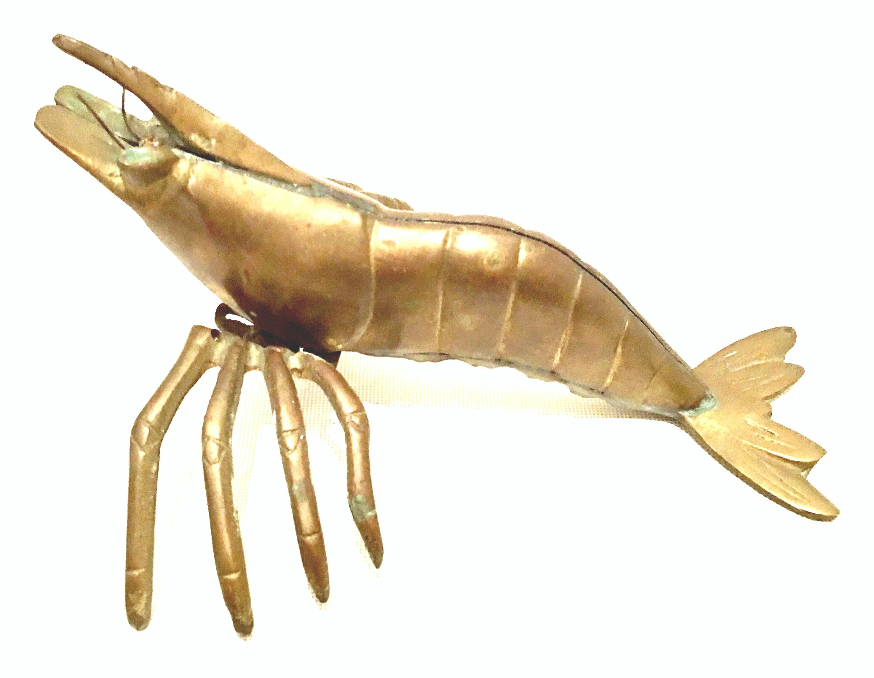 Mid-20th Century Art Nouveau Pair of Iron & Brass Figural Fly & Shrimp Sculpture For Sale 6