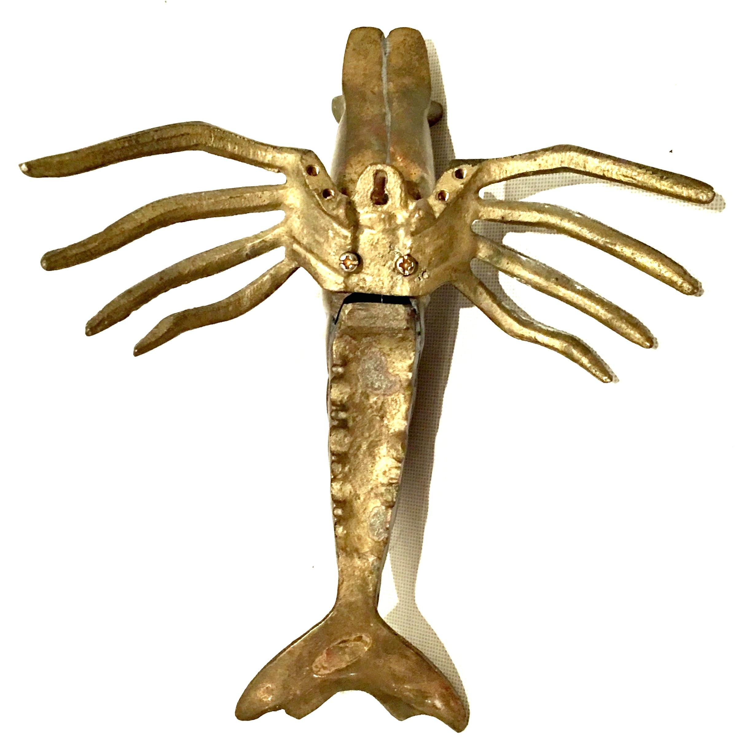 Mid-20th Century Art Nouveau Pair of Iron & Brass Figural Fly & Shrimp Sculpture For Sale 12