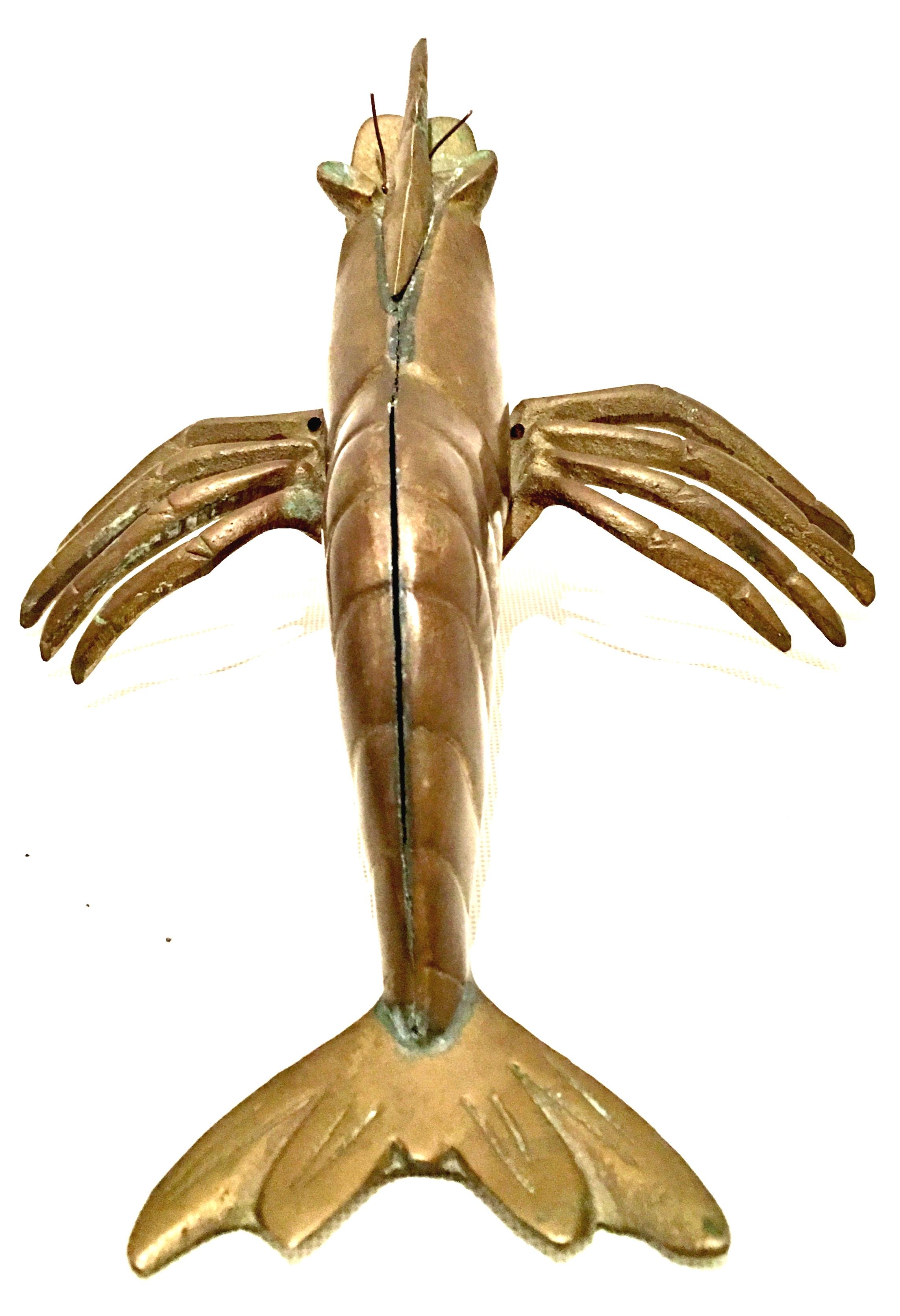 Mid-20th Century Art Nouveau Pair of Iron & Brass Figural Fly & Shrimp Sculpture For Sale 7