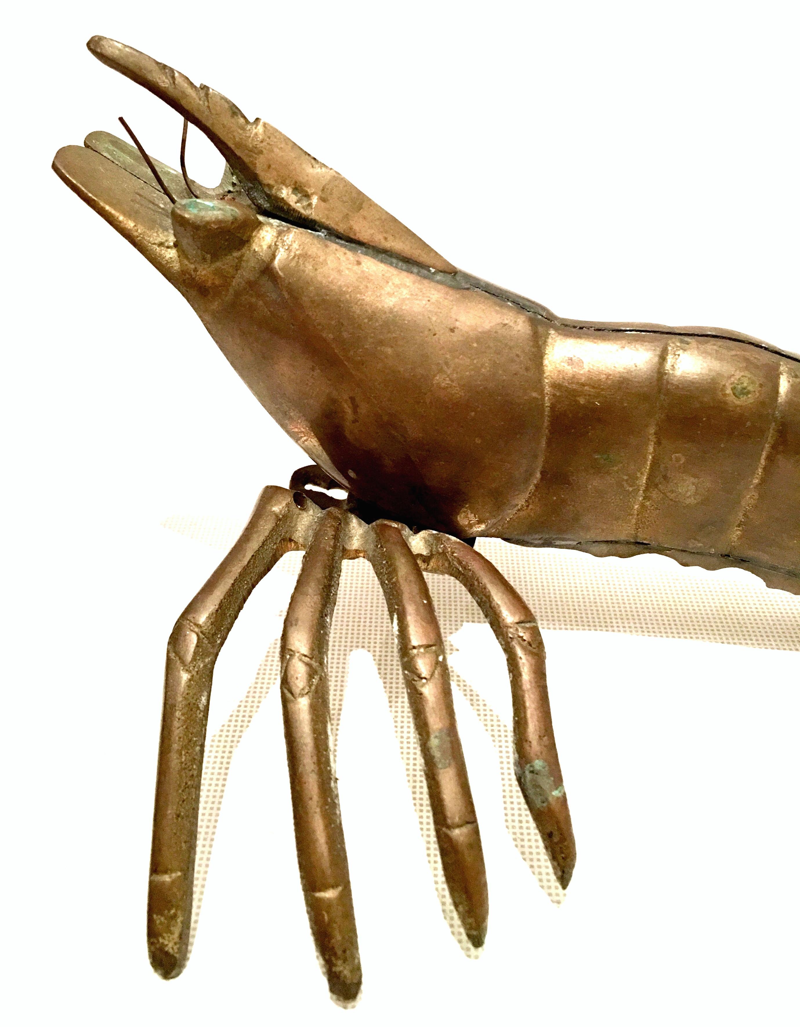 Mid-20th Century Art Nouveau Pair of Iron & Brass Figural Fly & Shrimp Sculpture For Sale 8