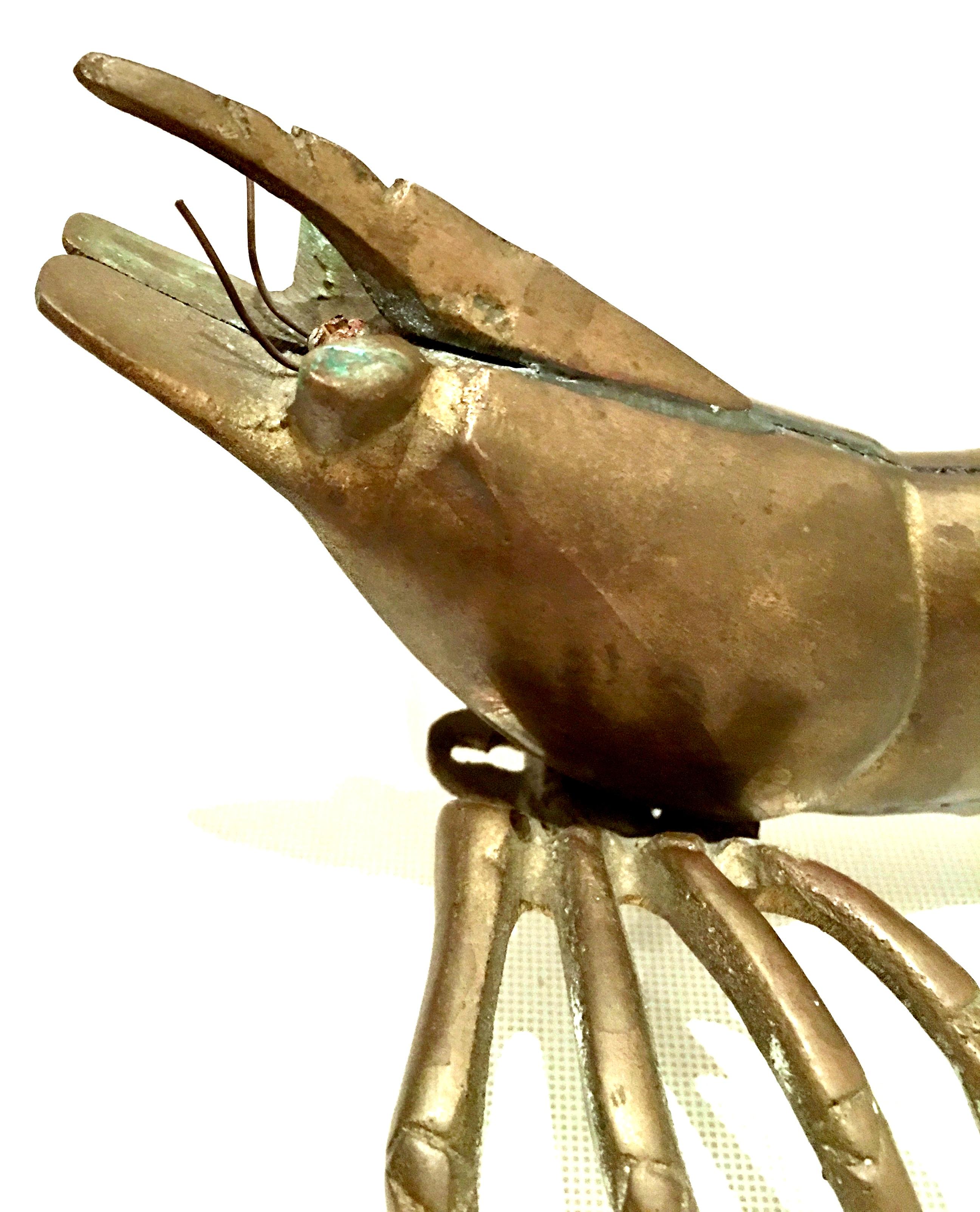 Mid-20th Century Art Nouveau Pair of Iron & Brass Figural Fly & Shrimp Sculpture For Sale 9
