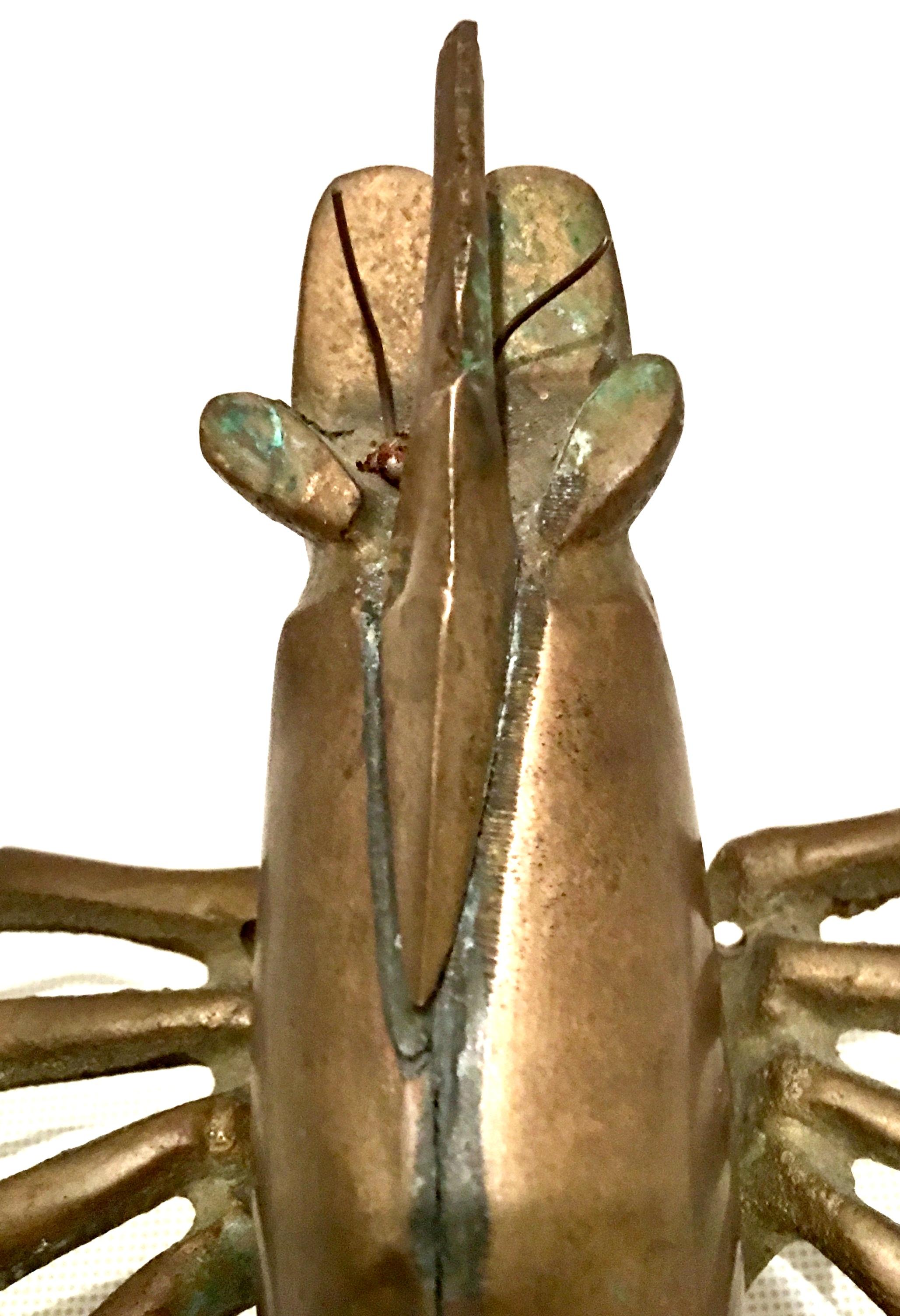 Mid-20th Century Art Nouveau Pair of Iron & Brass Figural Fly & Shrimp Sculpture For Sale 10