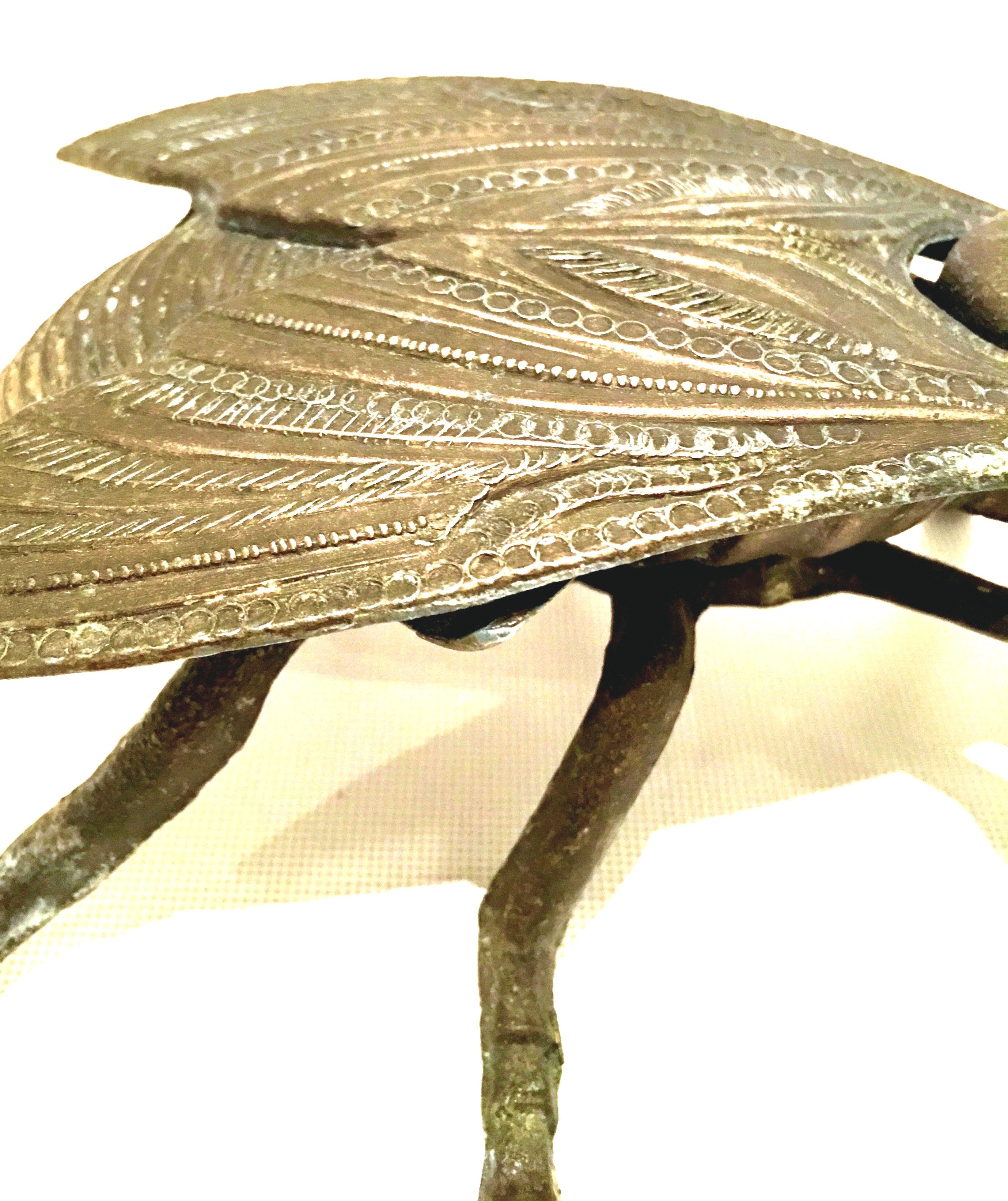Mid-20th Century Art Nouveau Pair of Iron & Brass Figural Fly & Shrimp Sculpture For Sale 1