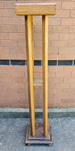 Mid 20th Century Arts and Crafts 55" Oak Quadpod Pedestal Plant Stand