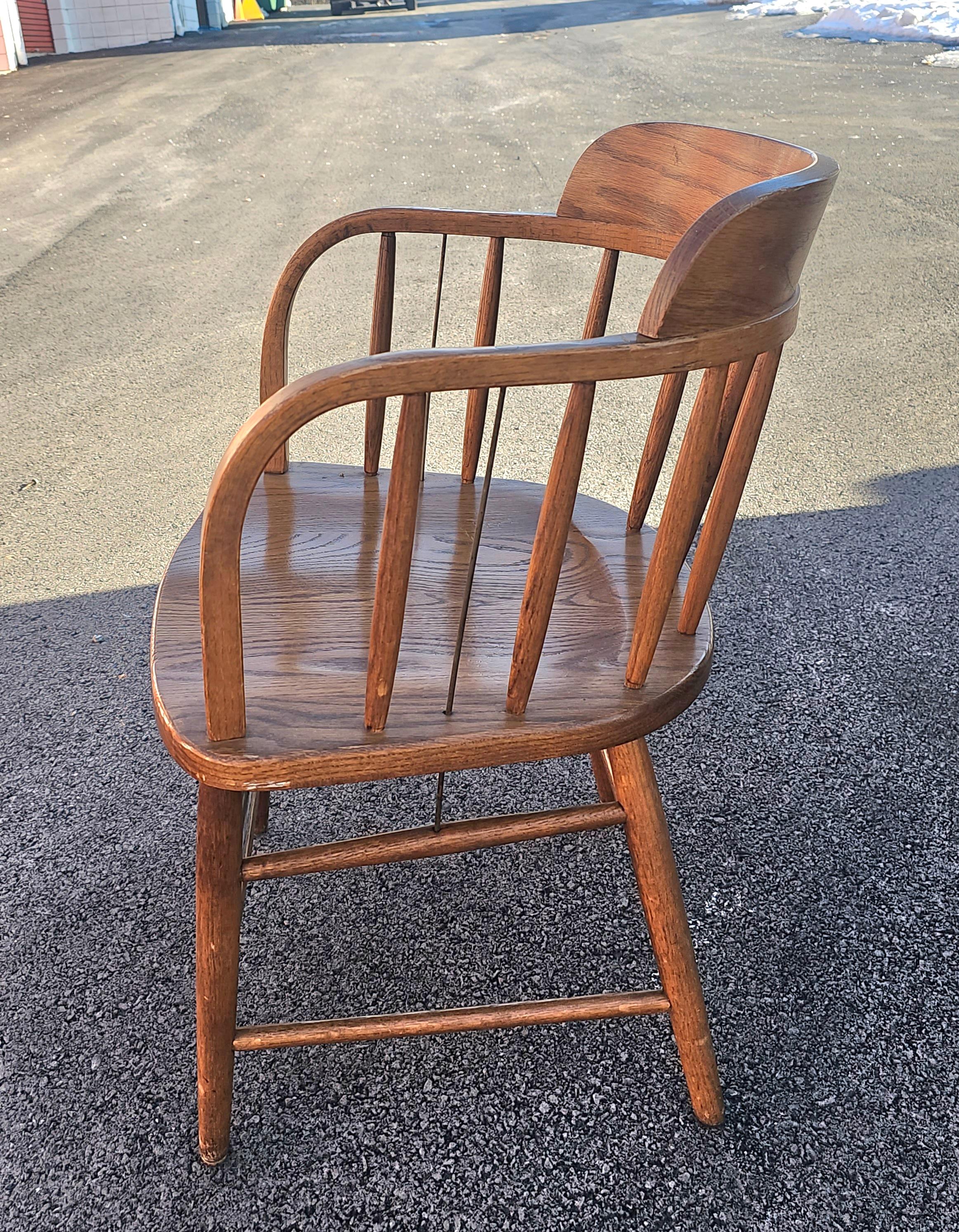 Walnut Mid 20th Century Arts and Crafts Firehouse Oak Windsor Chairs, Pair For Sale