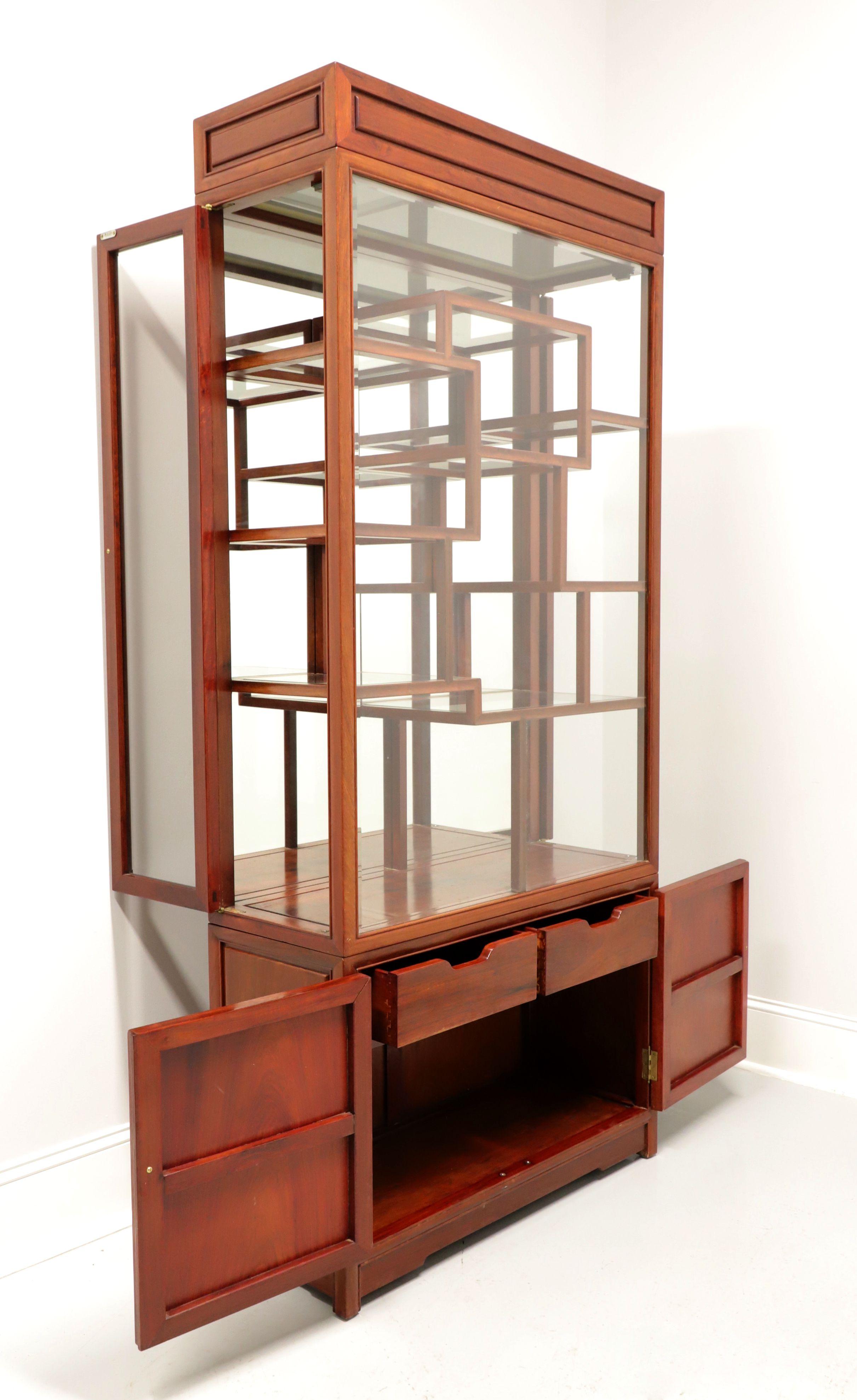 Mid 20th Century Asian Rosewood Curio Display Cabinet In Good Condition In Charlotte, NC