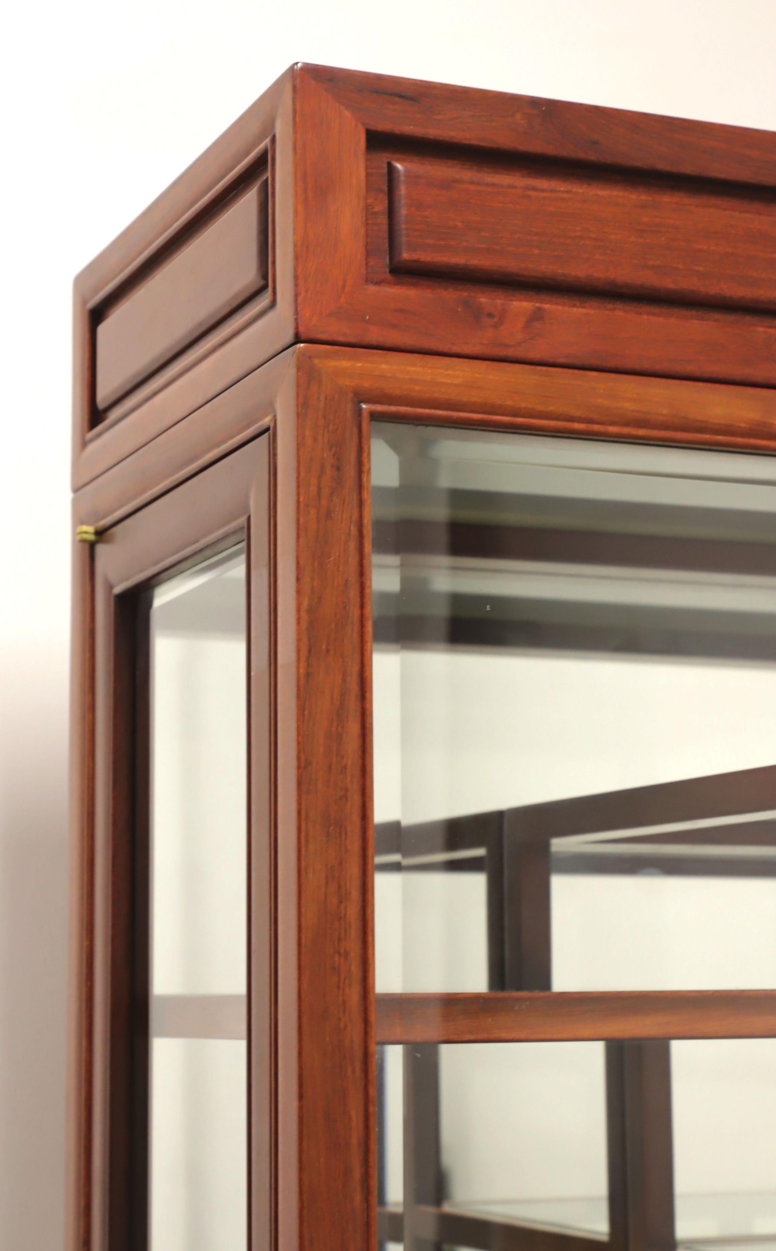 Brass Mid 20th Century Asian Rosewood Curio Display Cabinet