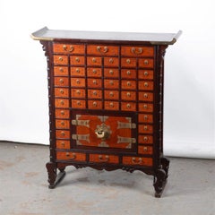 Mid 20th Century Asian Style Apothecary Cabinet With Brass Details