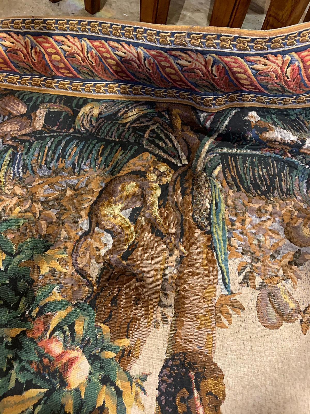 Mid-20th Century Aubusson Style Lined Cotton Viscose Tapestry 