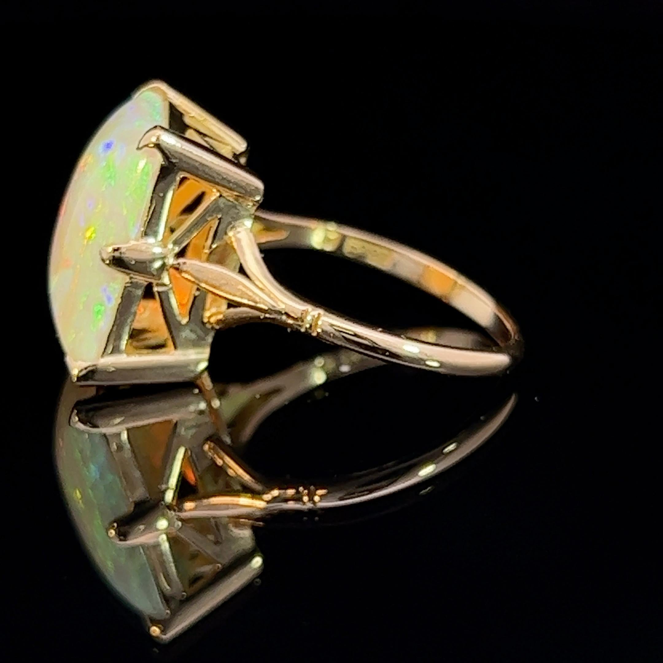 Cabochon Mid 20th Century Australian Opal Ring