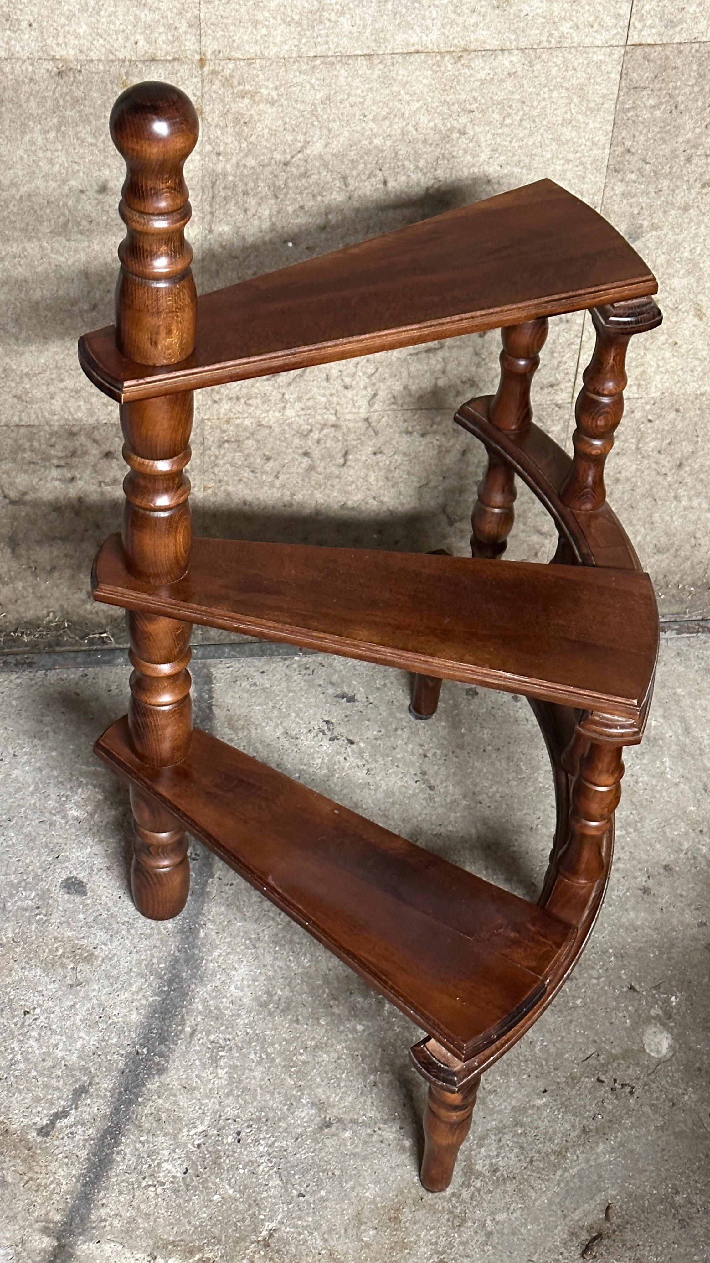 Mid-20th Century Austrian Turned Nut Wood Spiral Step Library Ladder For Sale 2