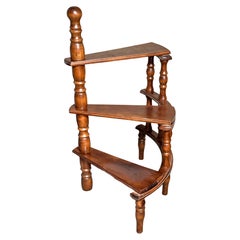 Mid-20th Century Austrian Turned Nut Wood Spiral Step Library Ladder